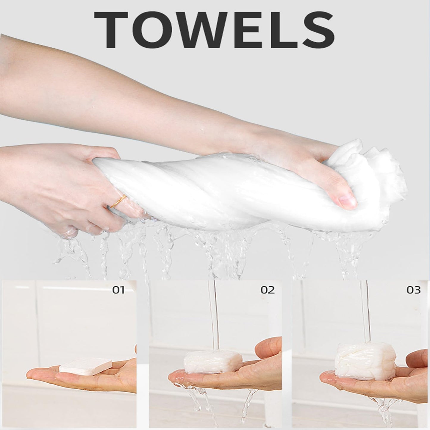 Compressed Towel Tablet Portable Face Towel Washcloth Reusable 56 Pack Wet and Dry Disposable Towel, Baby Towel or Dog Towel Camping Wipes for Travel Hiking Home Beauty (Bag-56)