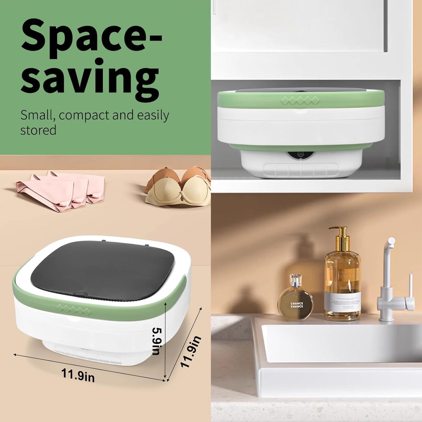 Portable Washing Machine, 16L Upgraded Mini Washer with Spin Basket Laundry Machine, 3 Cleaning Modes Suitable for Small Clothes, Foldable Design Ideal for Apartment, Home, Hotel and camping
