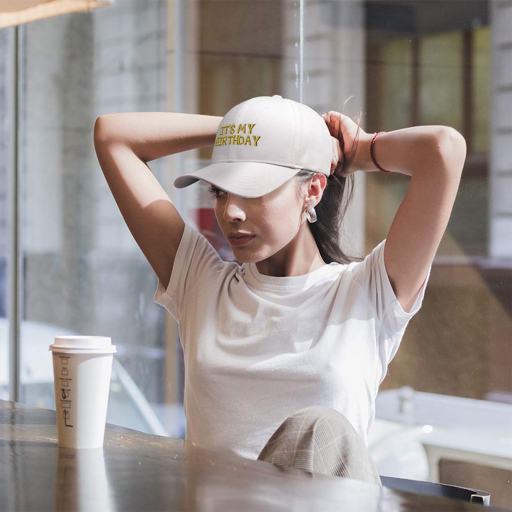 Speedy Pros Baseball Cap It's My Birthday Gold Embroidery Acrylic Dad Hats for Men & Women Strap Closure Black Design Only