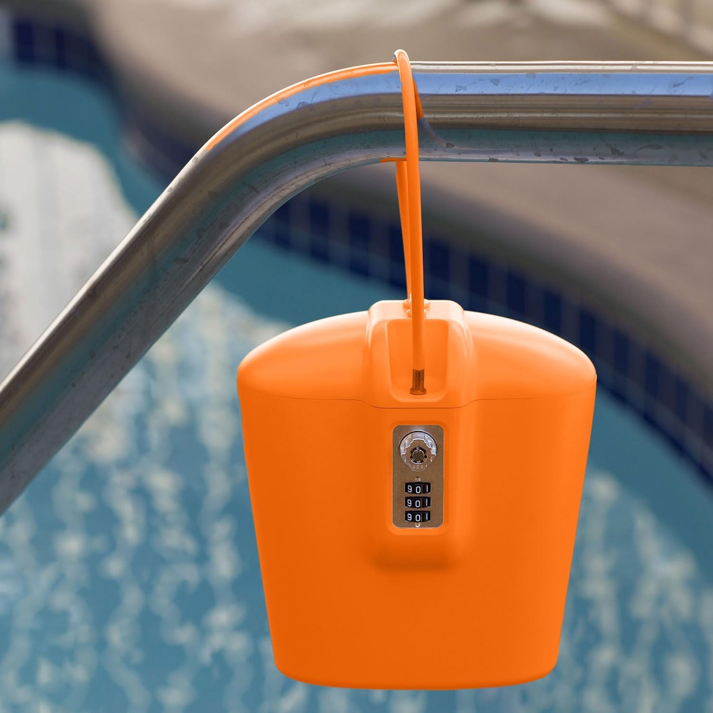 SAFEGO Portable Indoor/Outdoor Lock Box Safe with Key and Combination Access (Orange)
