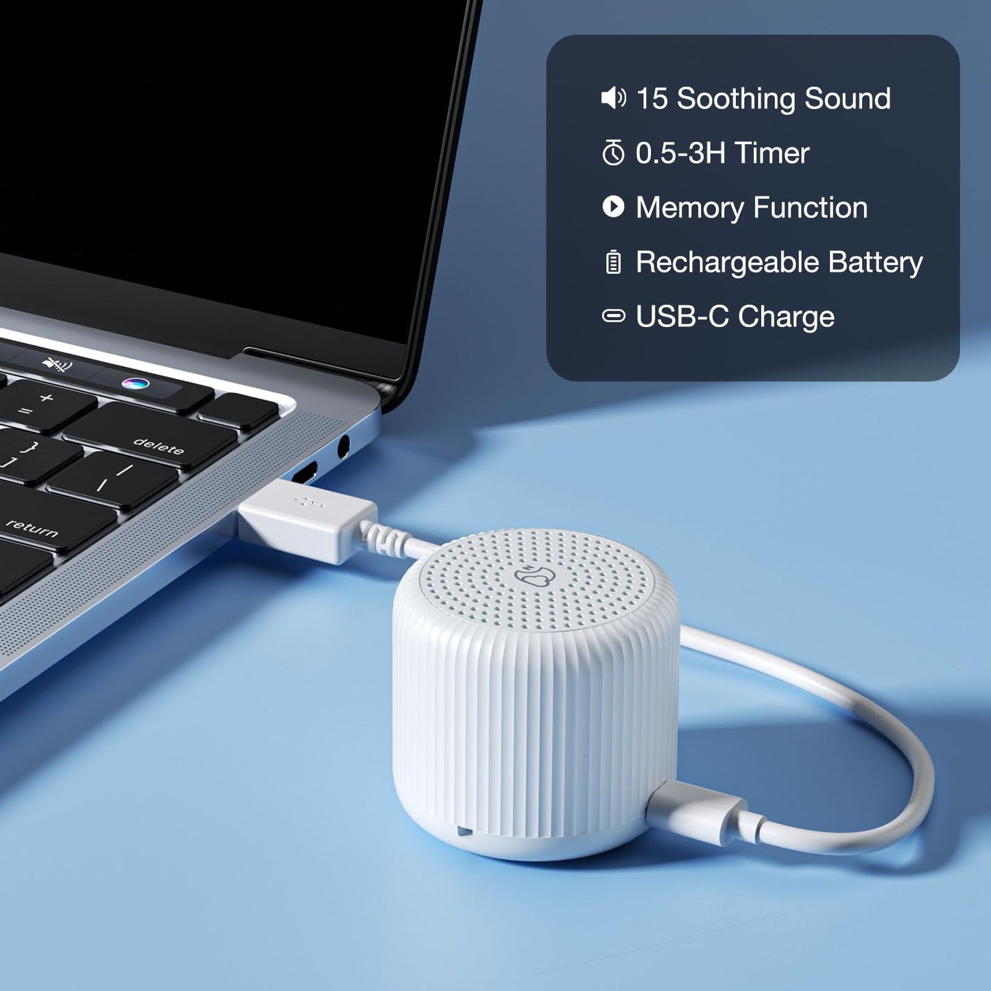 Portable Sound Machine for Baby Adults,LEICEX Travel Sound Machine,15 Non-Looping Sound Timer and Memory Play, Mini White Noise Machine for Sleeping Office Privacy Travel Gift