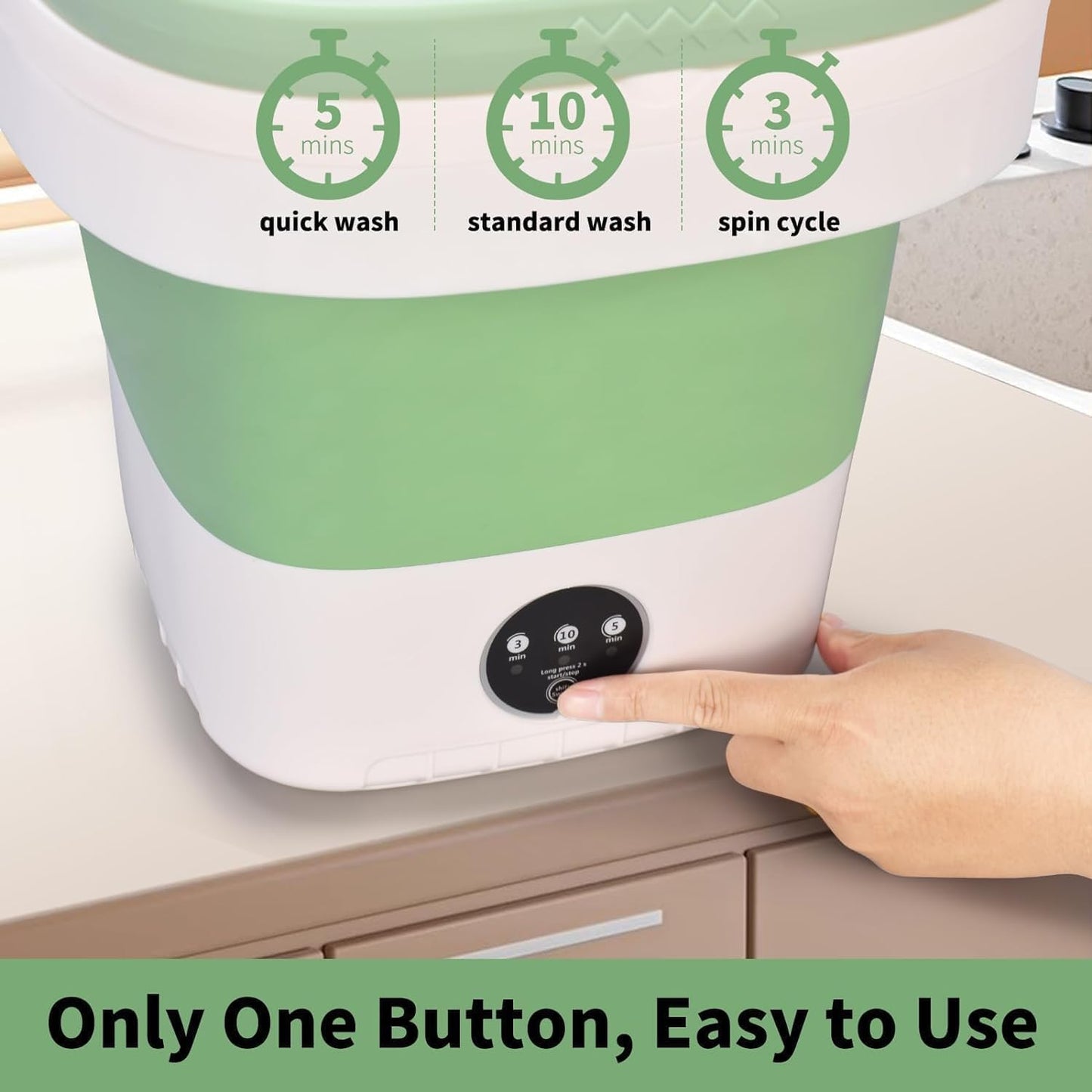 Portable Washing Machine, 16L Upgraded Mini Washer with Spin Basket Laundry Machine, 3 Cleaning Modes Suitable for Small Clothes, Foldable Design Ideal for Apartment, Home, Hotel and camping