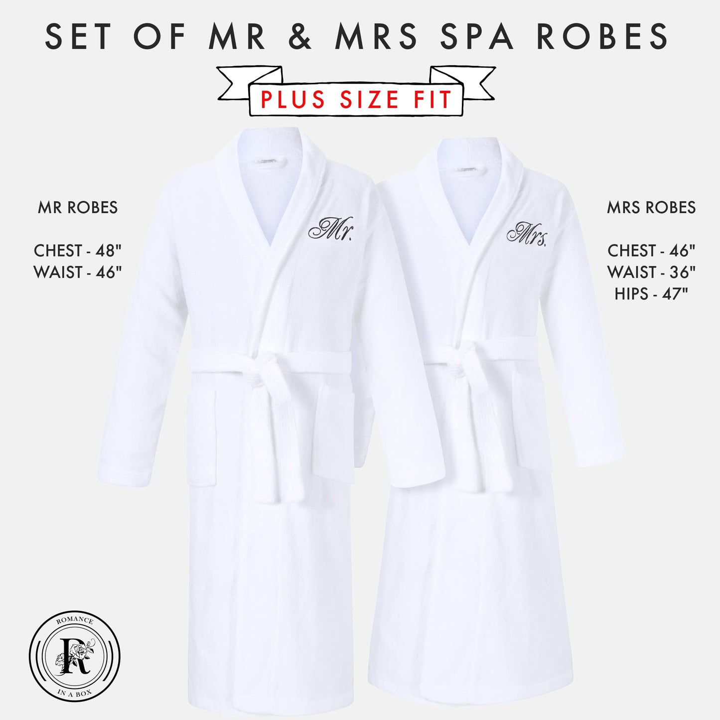Mr and Mrs Robes | Set of 2 Mr & Mrs Robes for Couples | Extra Thick| Long Sleeves | 100% Terry Cotton | Shawl Collar