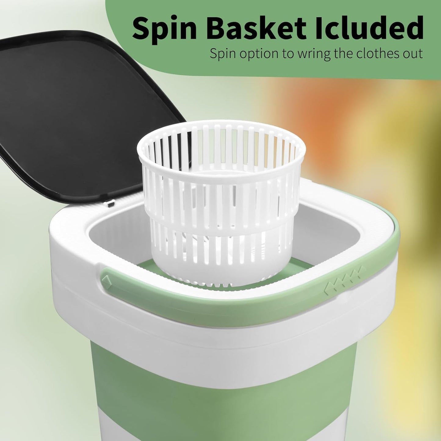 Portable Washing Machine, 16L Upgraded Mini Washer with Spin Basket Laundry Machine, 3 Cleaning Modes Suitable for Small Clothes, Foldable Design Ideal for Apartment, Home, Hotel and camping