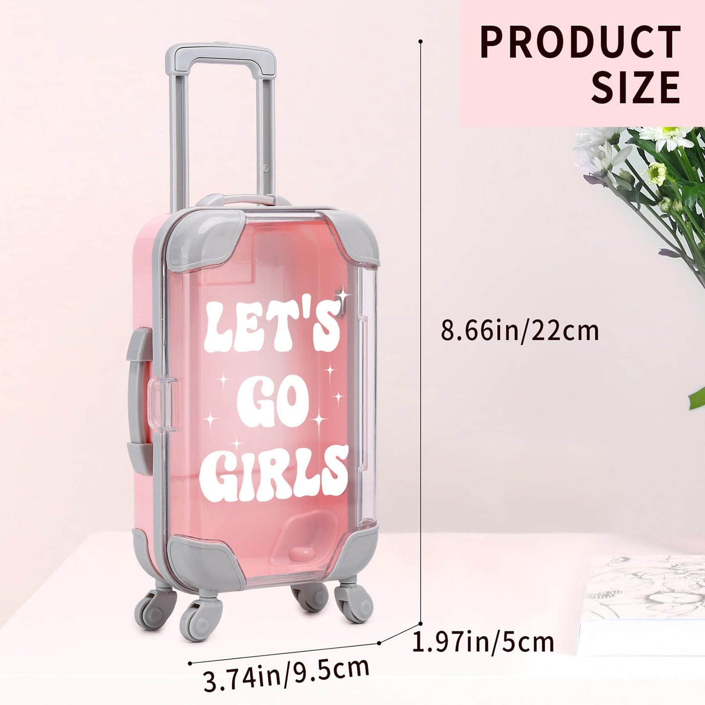 AIOMOB 10 Pack Mini Suitcase Party Favor Gift Box Plastic False Eyelashes Packaging Box Pink Miniature Favor Luggage for Wedding Travel Bachelorette Party Bridesmaid Bridal Shower Decorations