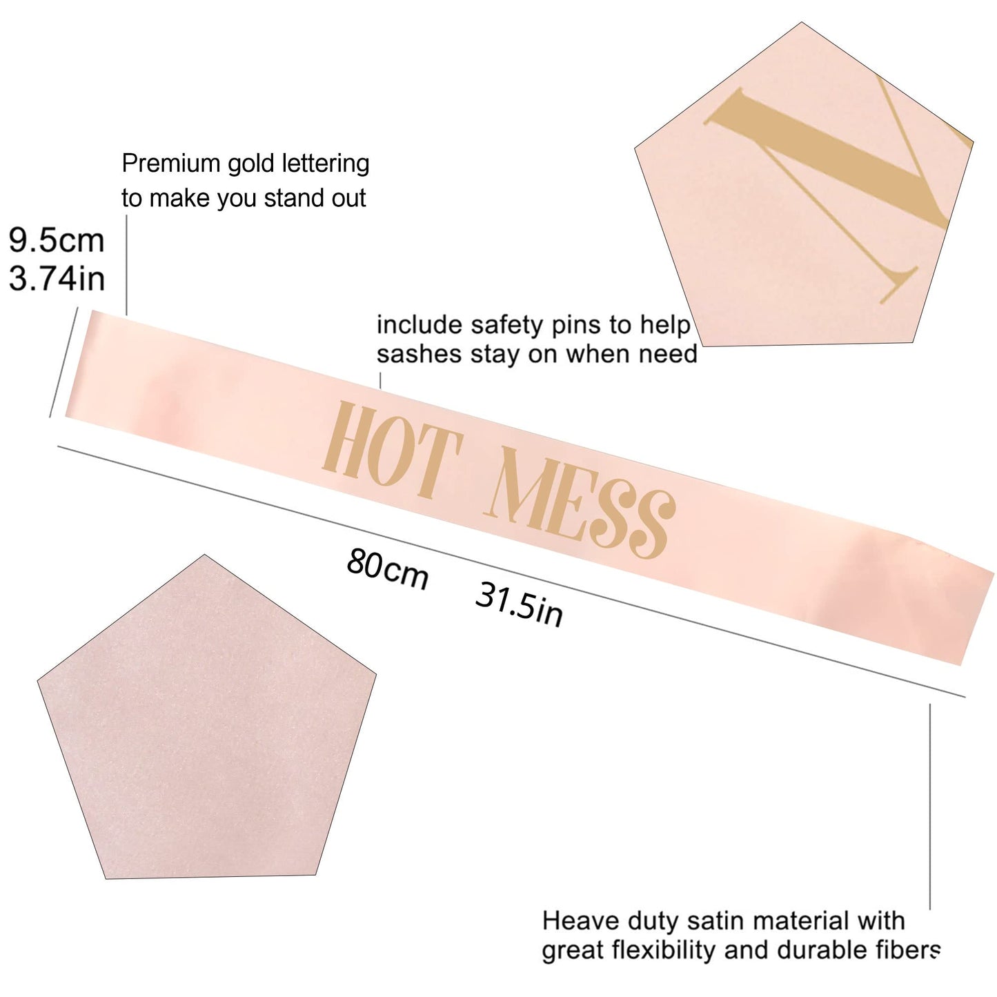 ANGREEL 12Pcs Birthday Sashes for Girls Women, 1pcs White Birthday Girl Sash + 11pcs Rose Gold Satin Party Sashes Set for Birthday Party Gifts Decorations Favors Women Fun Party Supplies
