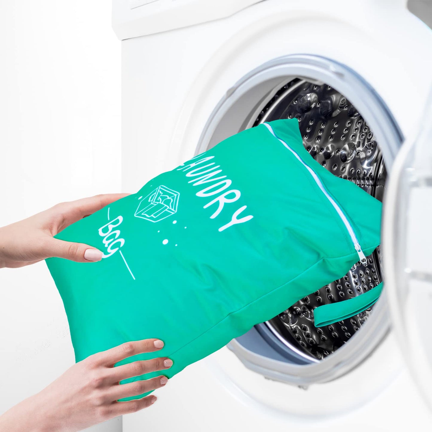 2 Pcs Large Travel Laundry Bag Waterproof Wet Dry Bag Washable Dirty Clothes Drawstring Bag Bathing Suit Workout Bag for Gym Clothes Laundry Wet Clothes Swimming Yoga, Green Grey