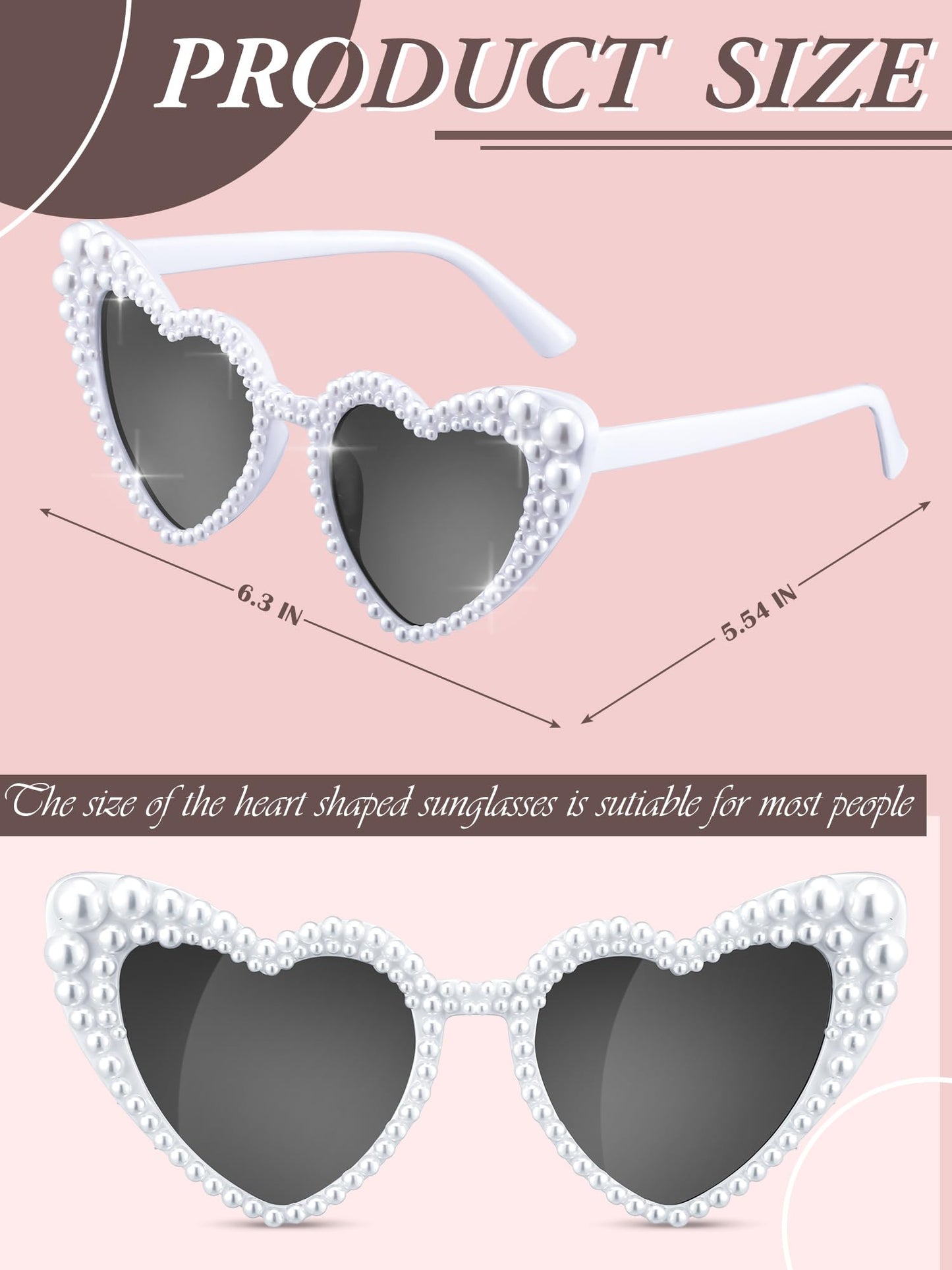 Saysurey 10 Pack Bachelorette Party Sunglasses Pearl Bride Heart Shaped Sunglasses Wedding Bridesmaid Proposal Gifts for Women Bride Bachelorette Shower Wedding Party