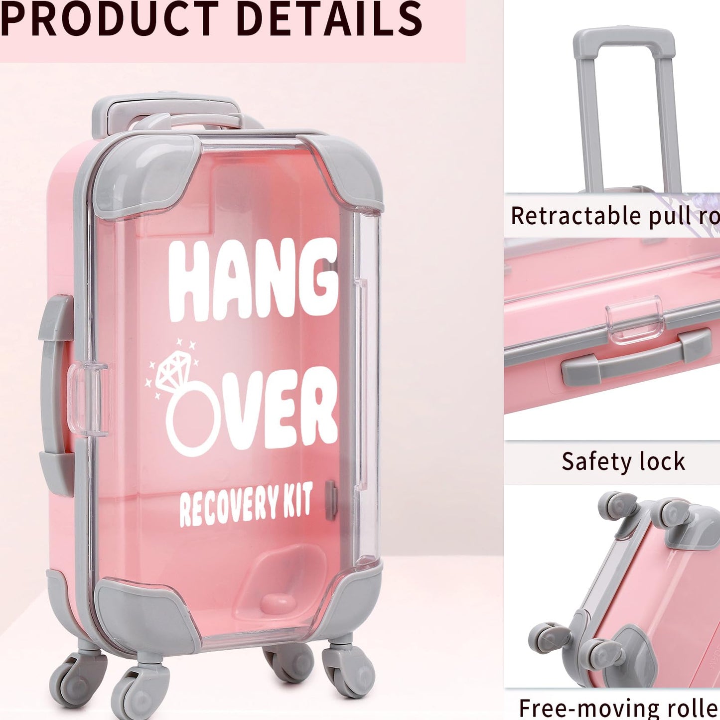 AIOMOB 10 Pack Mini Suitcase Party Favor Gift Box Plastic Hangover Gift Box False Eyelashes Box Miniature Luggage for Travel Wedding Bachelorette Party Bridesmaid Bridal Shower Favors Decorations