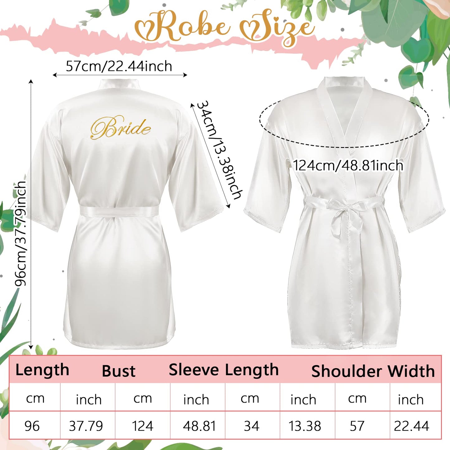 ramede 40 Pcs Bride Bridesmaid Robes Set Bridal Party Silk Satin Robes for Wedding Bridal Shower Bachelorette Party(Pink, White)