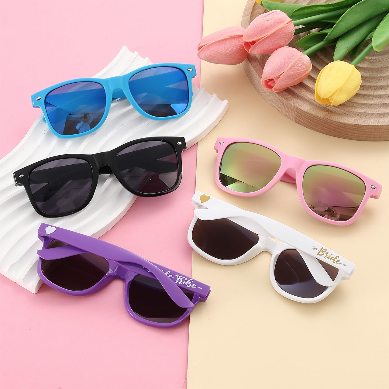 Dwenarry Bachelorette Party Favors Sunglasses Retro Black Sunglasses Bridesmaid Proposal Gifts Bride Tribe Shades Party Supplies 12 pack