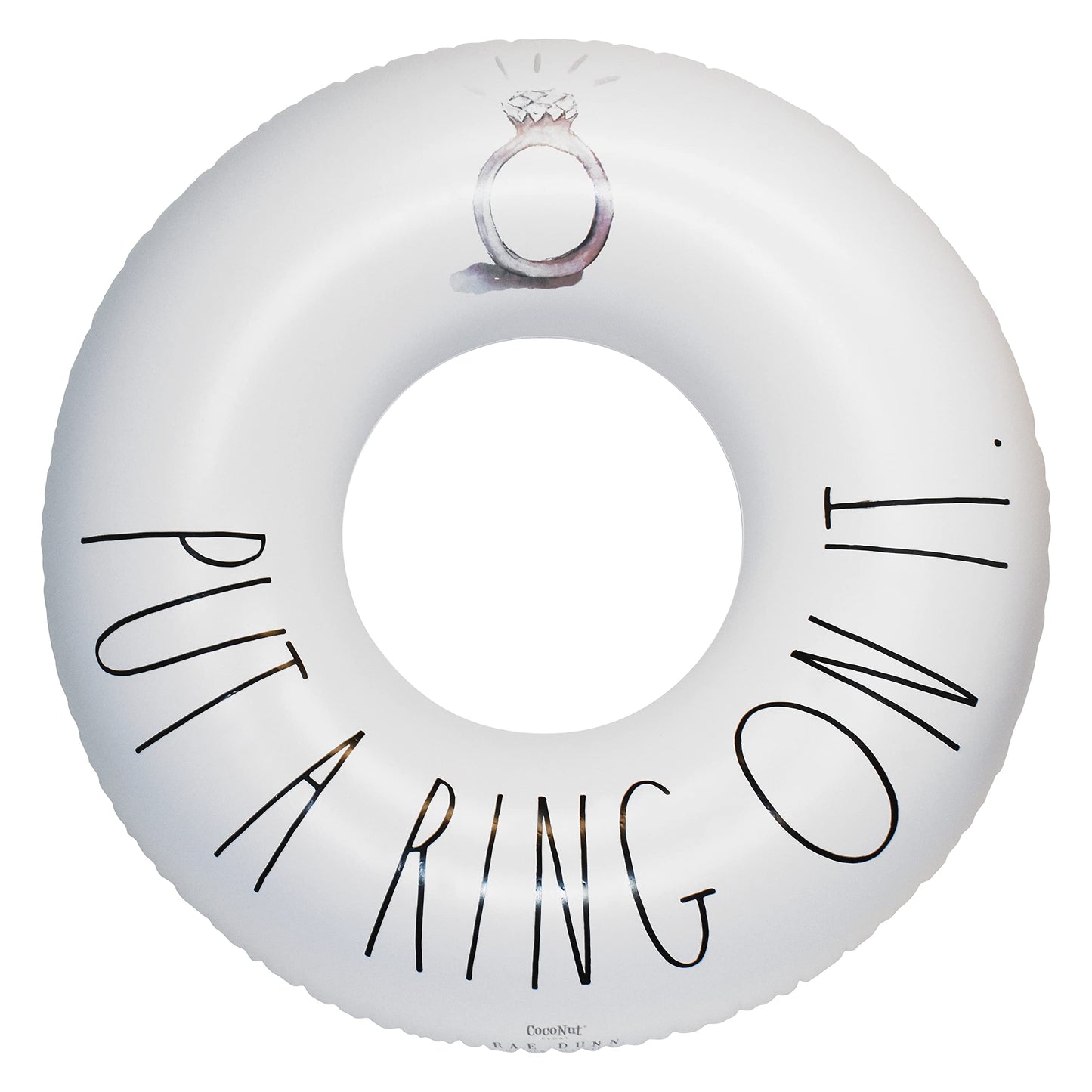 Coconut Float Rae Dunn x CocoNut Float 'Put a Ring On It' Ring Float - Adult Size Large 48 Inch Inflatable Raft & Durable Water Inner Tube - Stable Ride-On for Summer Parties & Swim Events