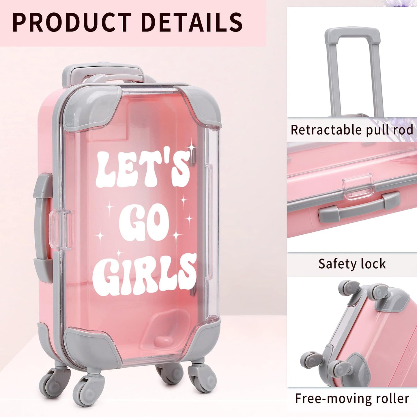 AIOMOB 10 Pack Mini Suitcase Party Favor Gift Box Plastic False Eyelashes Packaging Box Pink Miniature Favor Luggage for Wedding Travel Bachelorette Party Bridesmaid Bridal Shower Decorations