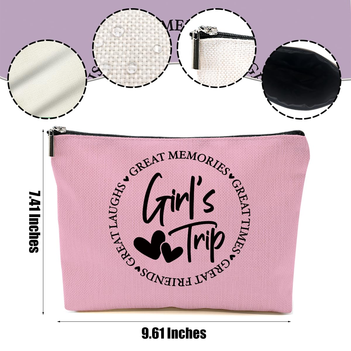 DHKG 6Pcs Girls Trip Gifts Favors, Girls Weekend Gifts Makeup Bag, Bestie Gifts Weekend Bag Vacation 2025 Cosmetic Bag, Friendship Gifts for Women Bestie Friend, Graduation Wedding Gifts Toiletry Bag