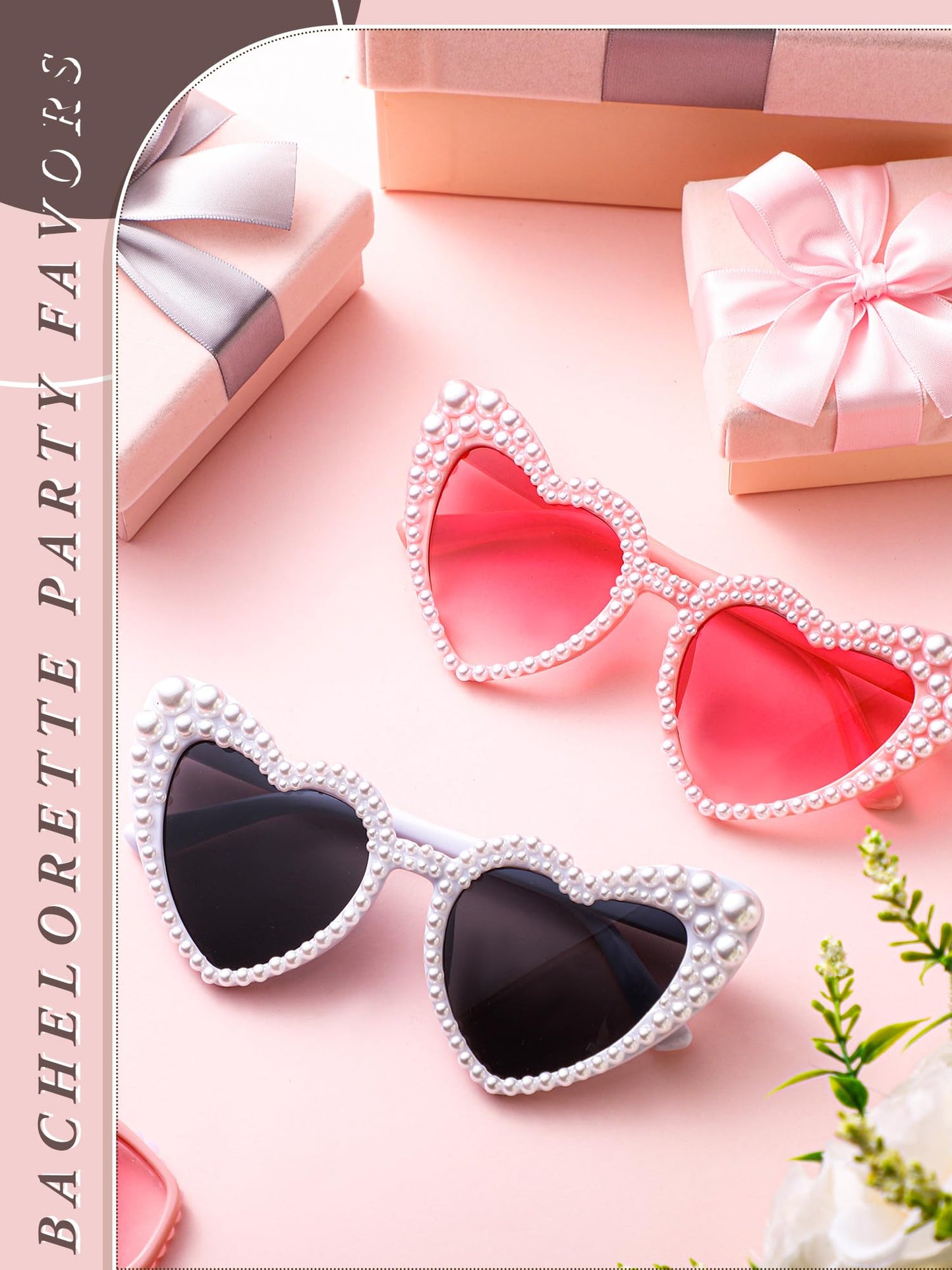 Saysurey 10 Pack Bachelorette Party Sunglasses Pearl Bride Heart Shaped Sunglasses Wedding Bridesmaid Proposal Gifts for Women Bride Bachelorette Shower Wedding Party