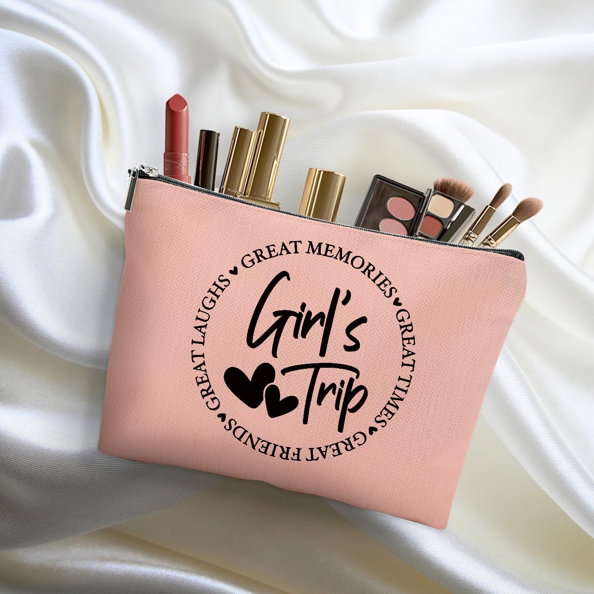 DHKG 6Pcs Girls Trip Gifts Favors, Girls Weekend Gifts Makeup Bag, Bestie Gifts Weekend Bag Vacation 2025 Cosmetic Bag, Friendship Gifts for Women Bestie Friend, Graduation Wedding Gifts Toiletry Bag