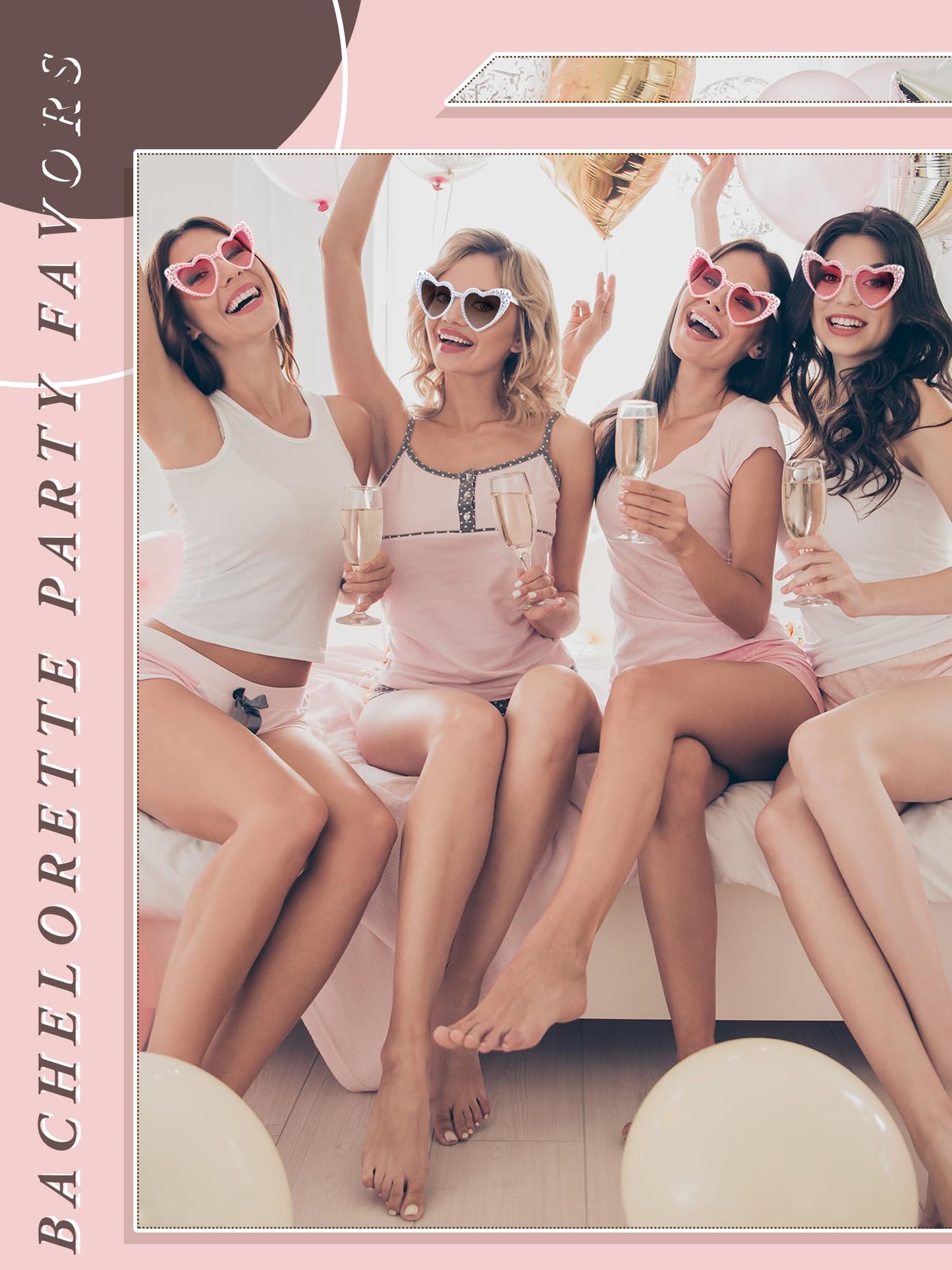 Saysurey 10 Pack Bachelorette Party Sunglasses Pearl Bride Heart Shaped Sunglasses Wedding Bridesmaid Proposal Gifts for Women Bride Bachelorette Shower Wedding Party