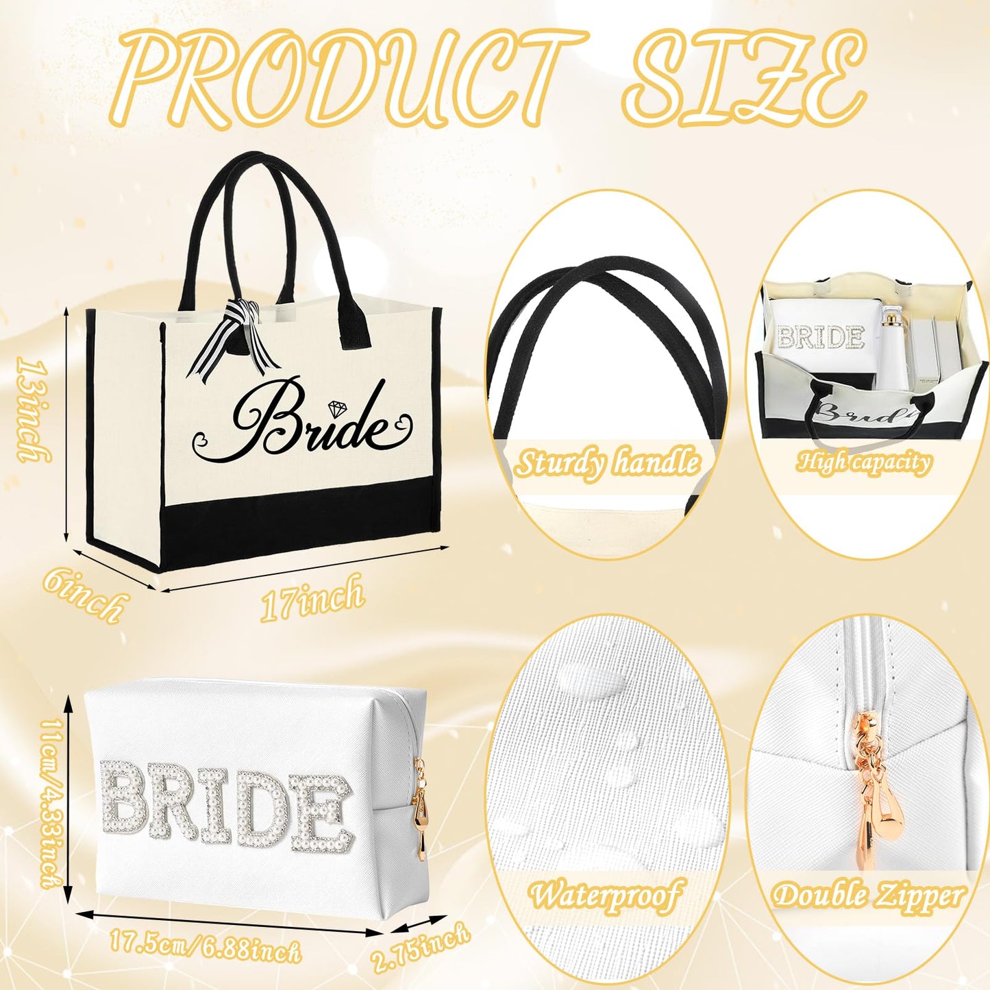 Tkifoda Bride to Be Gifts, Bridal Shower Gifts, Wedding Gifts, Bride Tote Bag Bride Makeup Bag Bride Robe Bride Slippers Bride Hair Clip I Do Slippers Wedding Robe Bride Cosmetic Bag