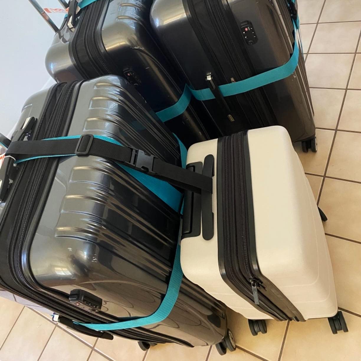 Luggage Straps for Suitcases TSA Approved, Travel Accessories to Connect Two Suitcase, Add A Bag Luggage Strap for Carry On Your 3 Luggages Adjustable Buckle Belt, 2Pack Black