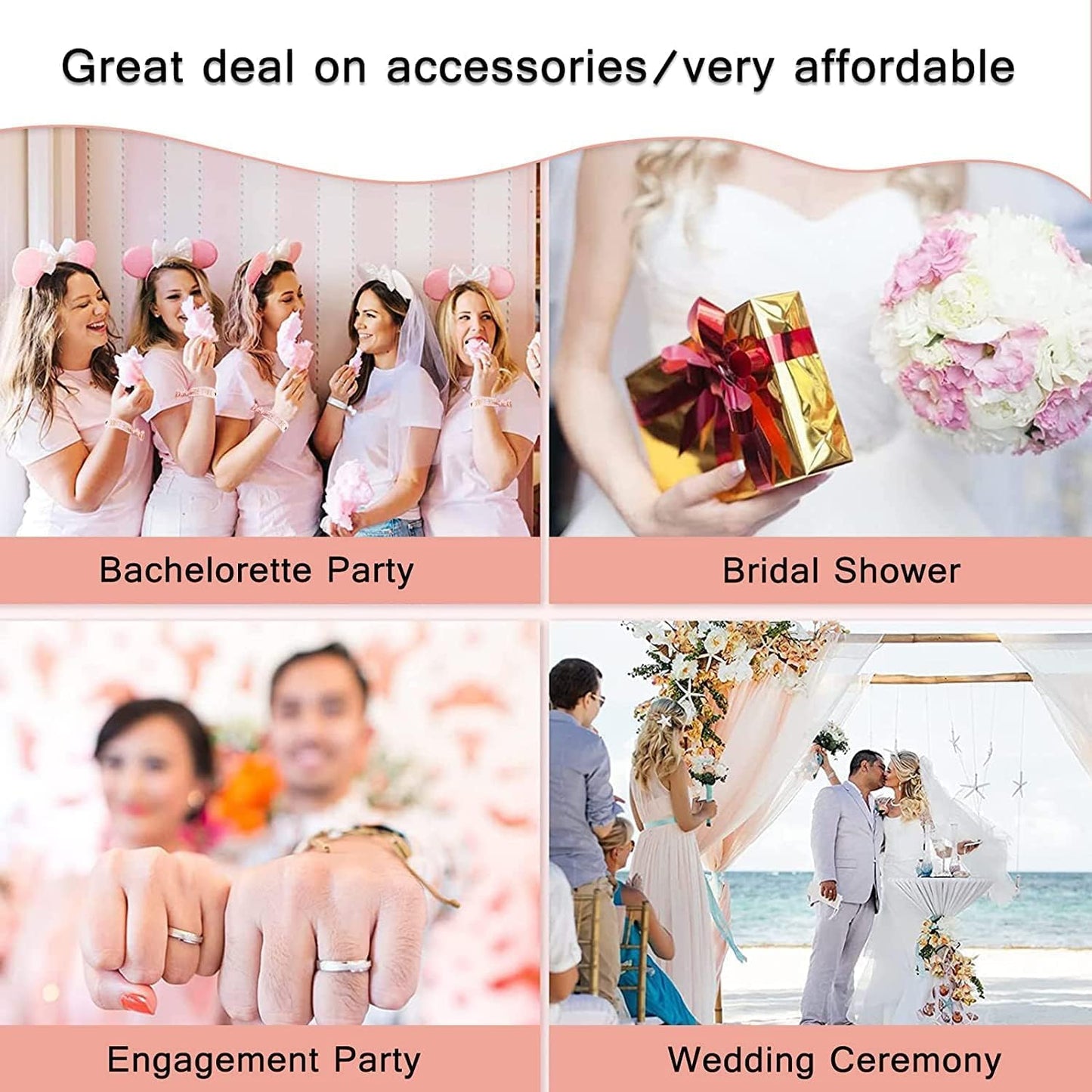 Lecone Bridal Shower Decoration, 5 Pieces Bride to be Sash and Veil Bride Headband Tiara Garter Bride Shower Decor Wedding Veil Hair Accessories