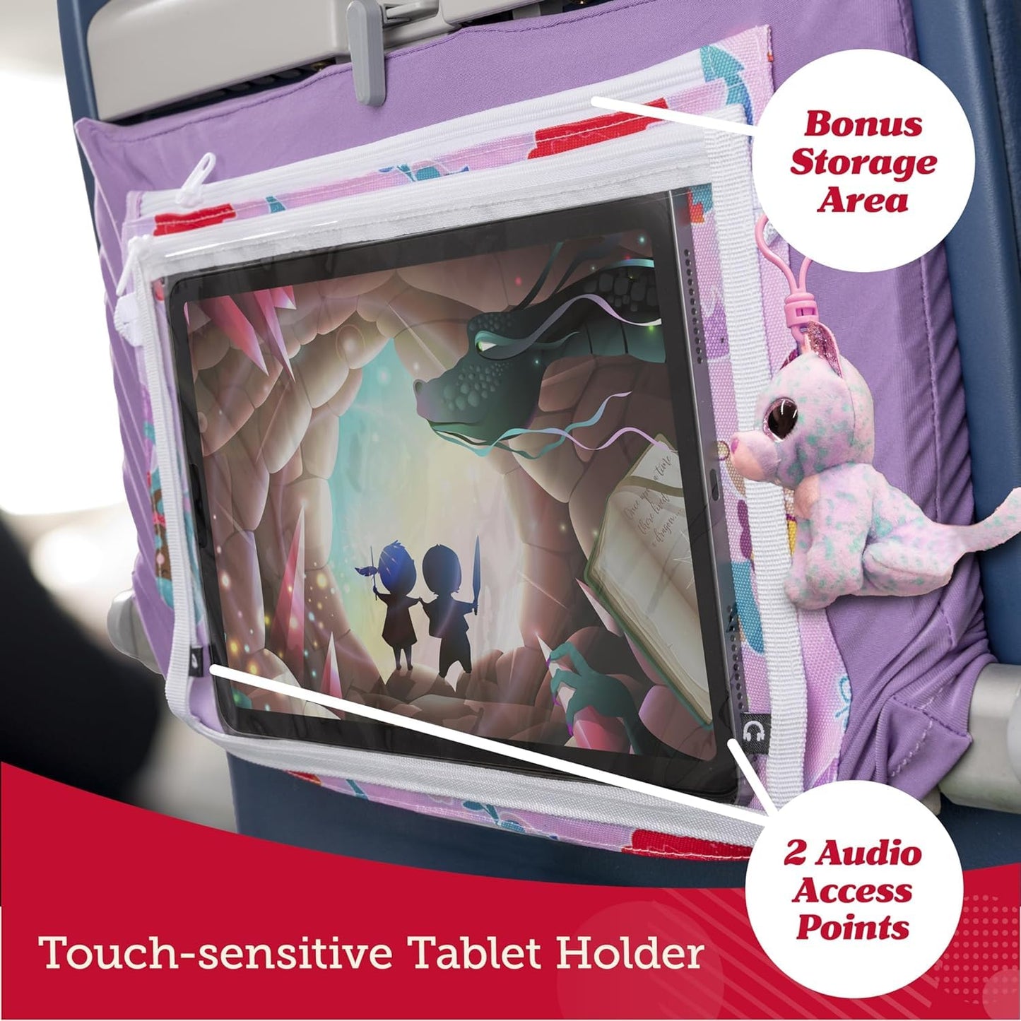 Lusso Gear Kids Travel Tray Table Cover with Pockets - Airplane or Train Travel Essentials for Toddlers - Must-Haves for Flying (Unicorns) - Toddler Must Haves