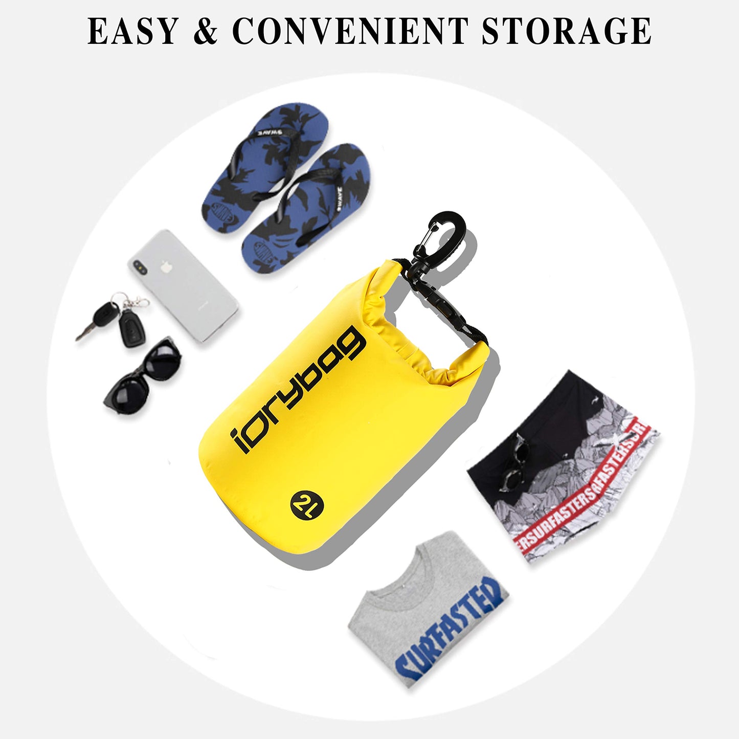 IDRYBAG Dry Bags for Kayaking Waterproof 2L/5L/10L/15L/20L, Small Dry Bag Waterproof Floating, Dry Sack Waterproof Bag for Paddleboarding Travel