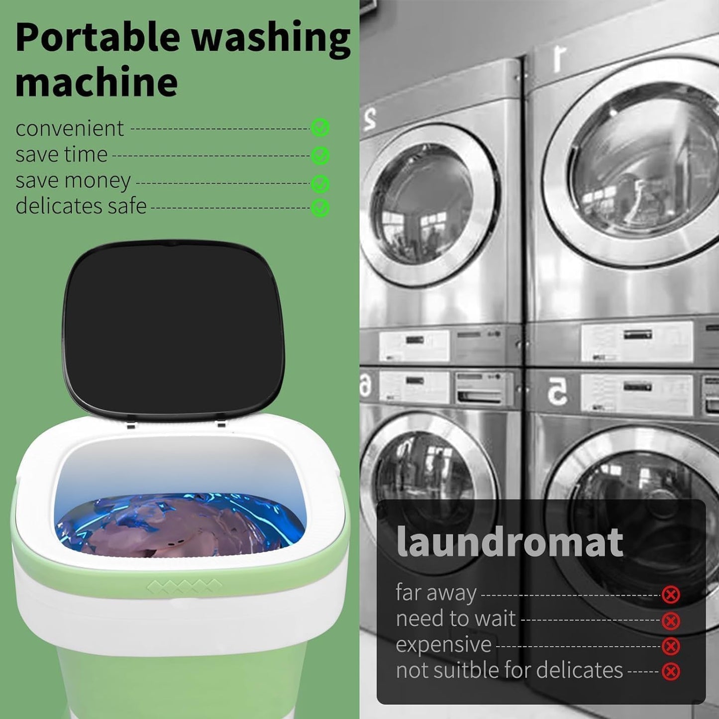 Portable Washing Machine, 16L Upgraded Mini Washer with Spin Basket Laundry Machine, 3 Cleaning Modes Suitable for Small Clothes, Foldable Design Ideal for Apartment, Home, Hotel and camping