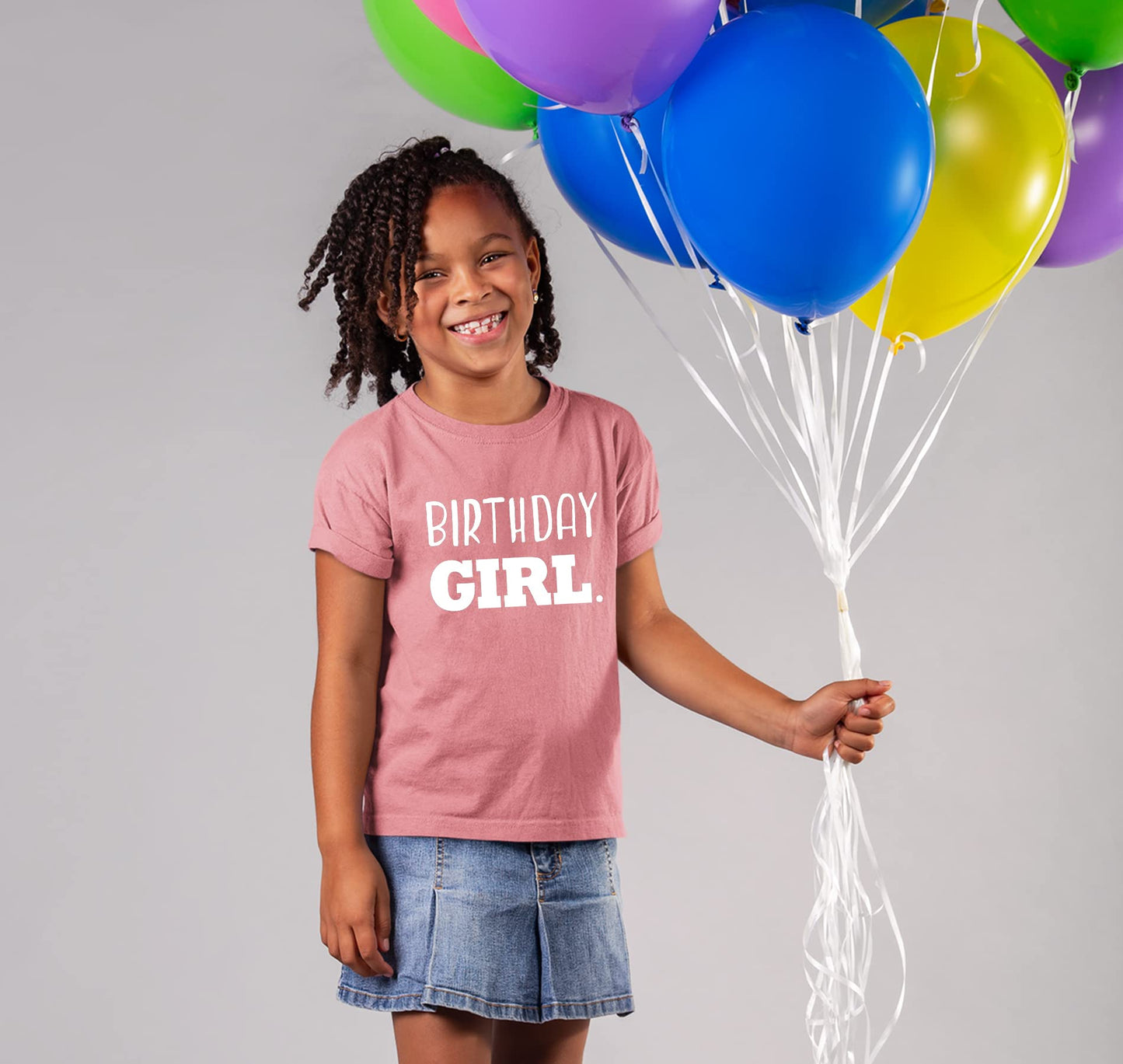 Birthday Girl Shirt Girls Birthday tee Outfit Toddler Baby 1st 2nd 3rd 4th 5th 6th 7th (White on Mauve, 12 Months)