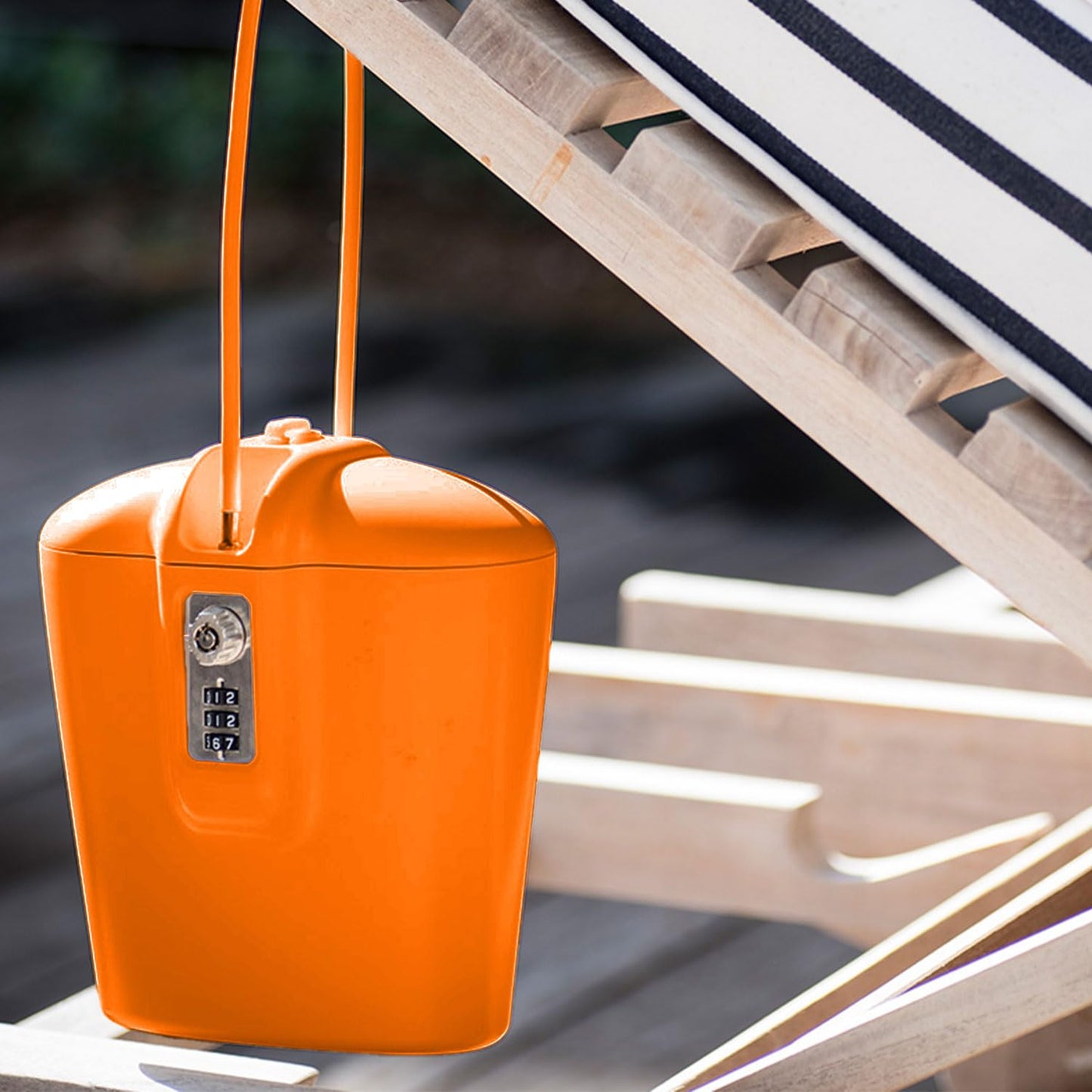 SAFEGO Portable Indoor/Outdoor Lock Box Safe with Key and Combination Access (Orange)