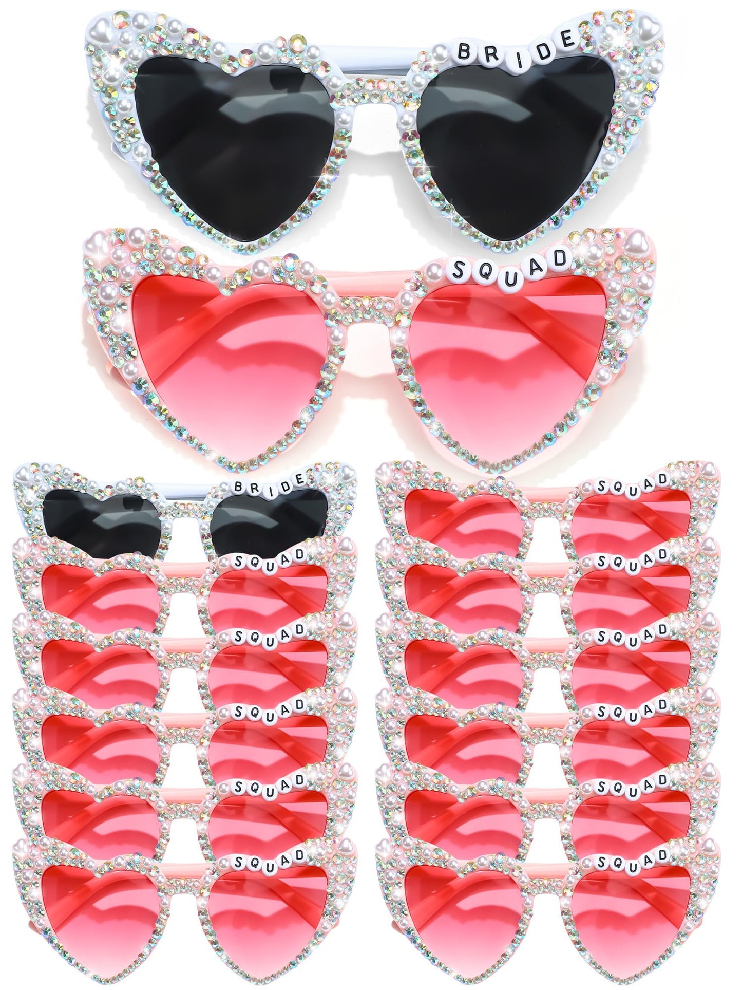 Mootycapa 12 Pcs Bachelorette Party Sunglasses for Bridesmaids Bride Sunglasses for Wedding Party Favors(Bride Squad)