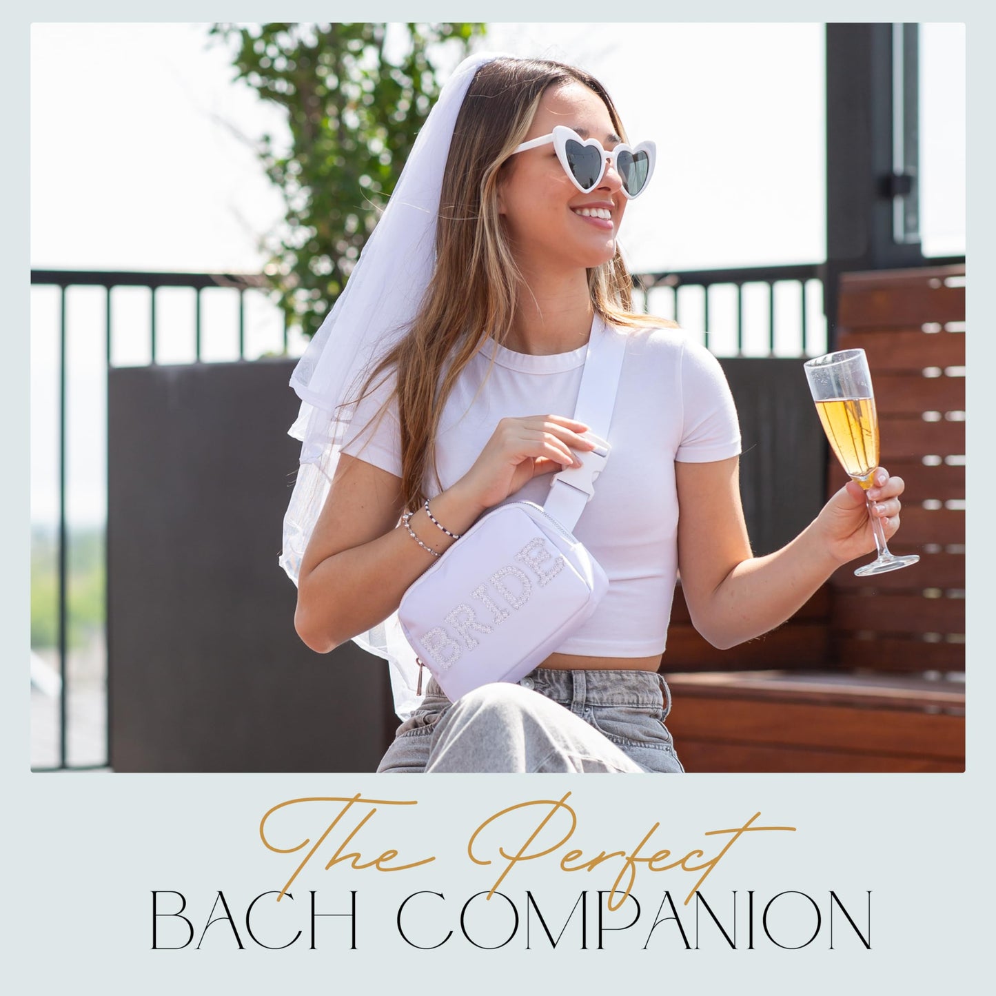 Newlywoo Pearl Bride Bag, White Fanny Pack - Complete your White Bride Bachelorette Outfit with our Cute Bride Belt Bag! A Gift for the Bride for all her Wedding Essentials and Bride Accessories!