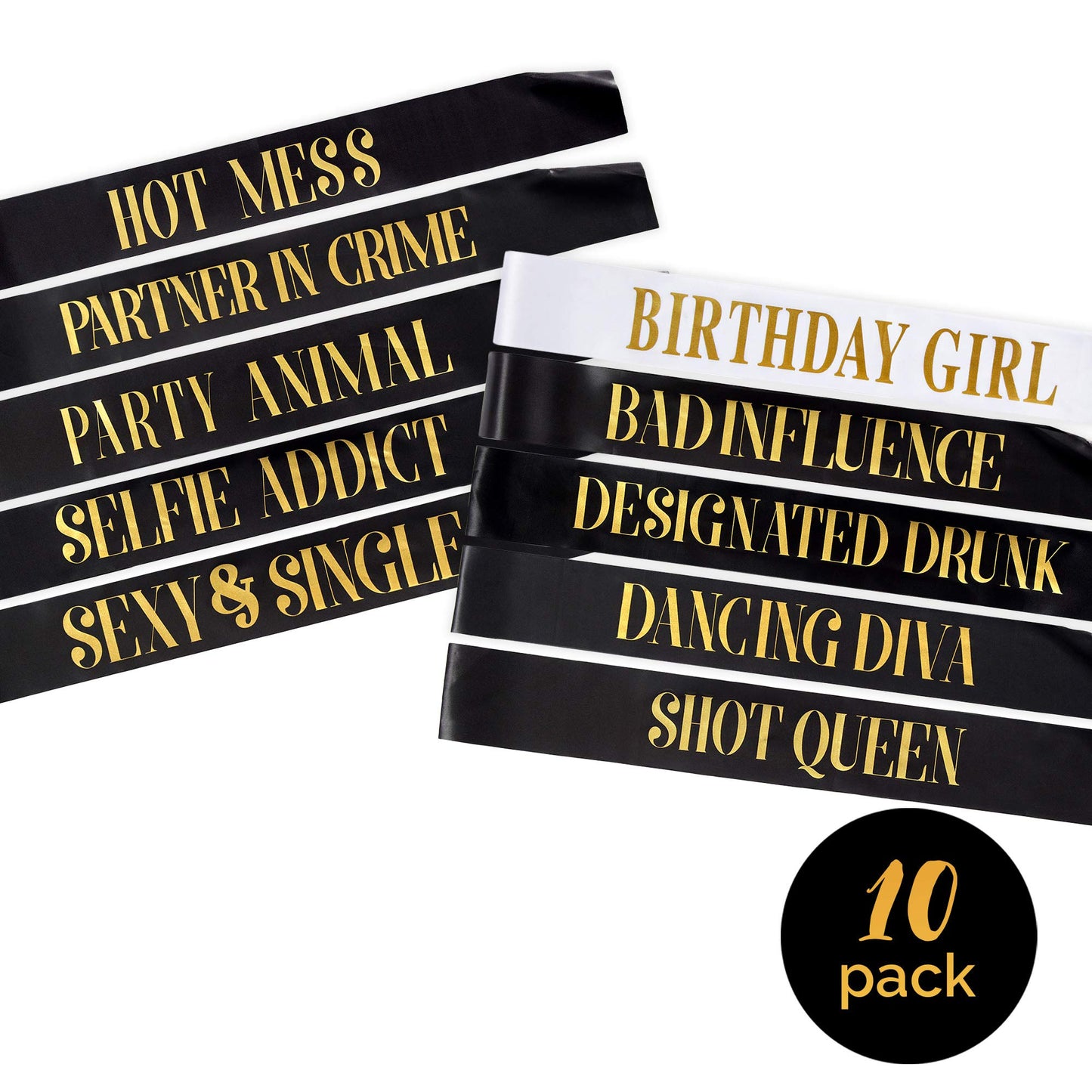 Birthday Sashes | Happy Birthday Sashes | Birthday Girl Sash for Women | Funny Birthday Sash | 10 Birthday Sashes | 9 Funny Sashes,1 Birthday Girl Sash