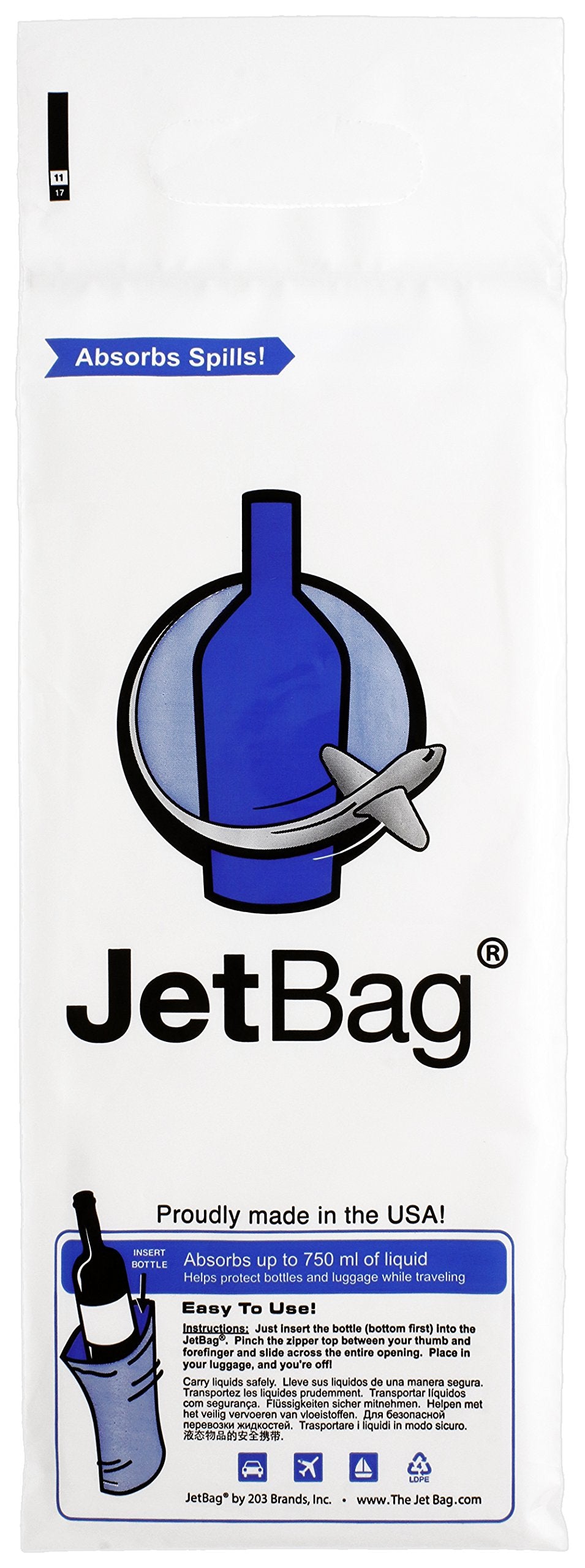 JetBag Bold - The Original ABSORBENT Reusable & Protective Bottle Bags - Set of 3 - MADE IN THE USA