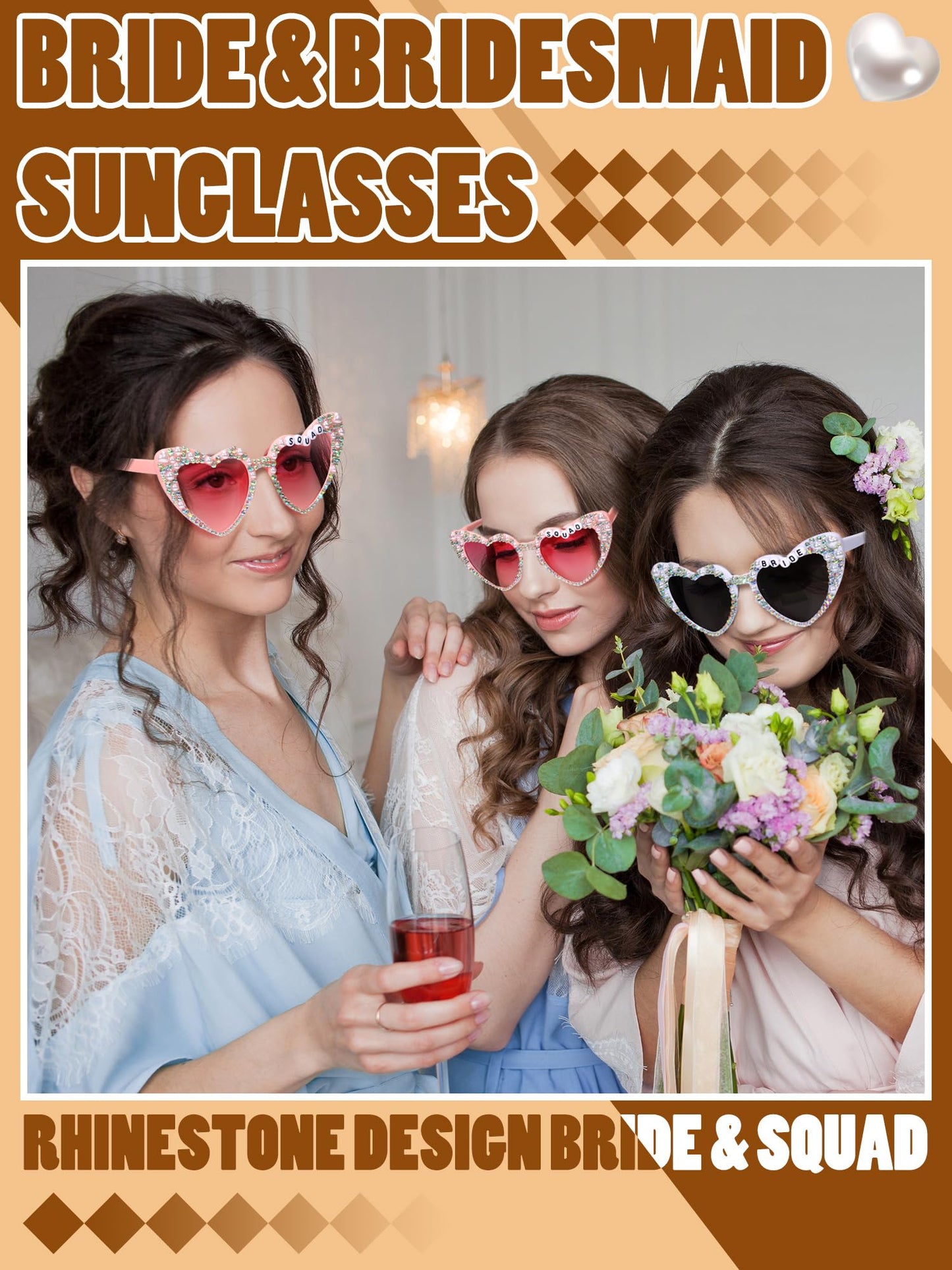 Mootycapa 12 Pcs Bachelorette Party Sunglasses for Bridesmaids Bride Sunglasses for Wedding Party Favors(Bride Squad)
