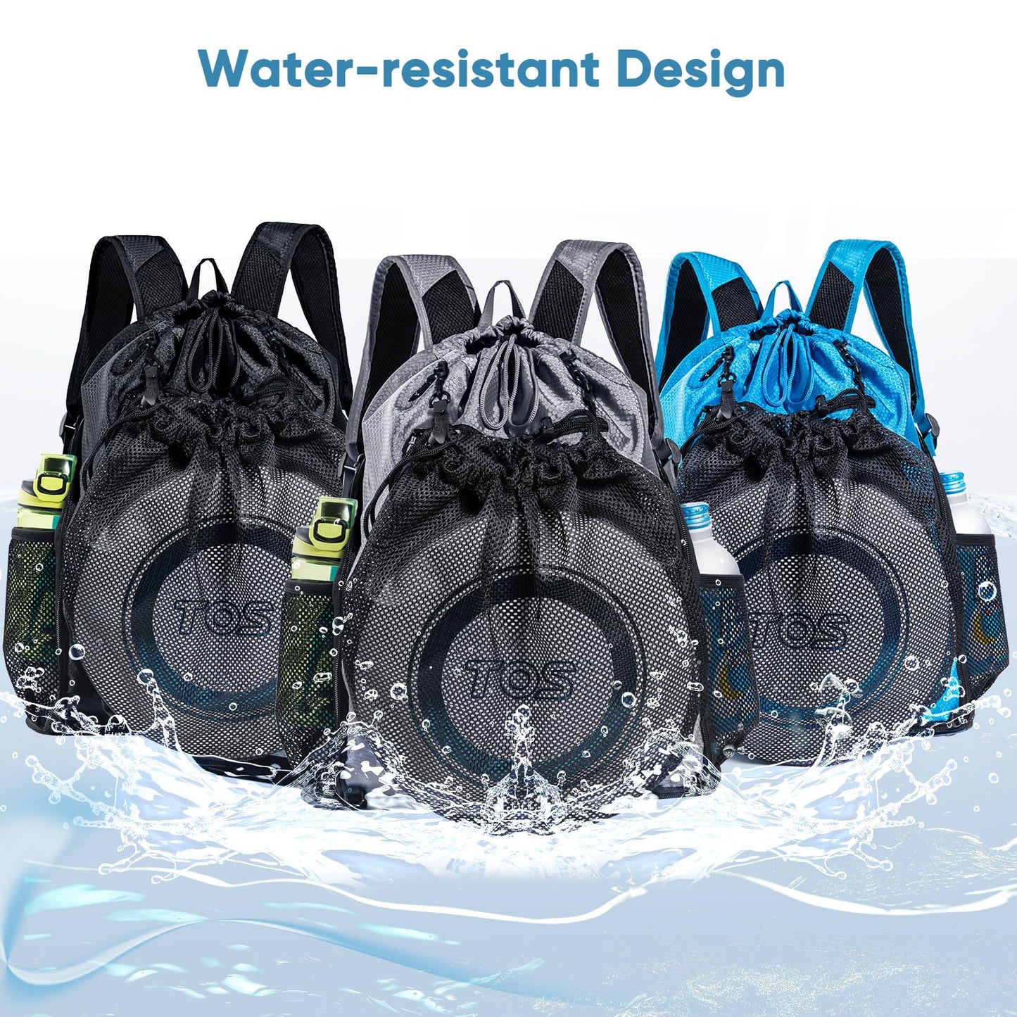 Large Beach Backpack Waterproof Sandproof - Customized Oversized Beach Bag with Shoe Compartment - Pool Bag Backpack with Pockets for Toiletries - Drawstring Backpack for Beach, Pool and Travel