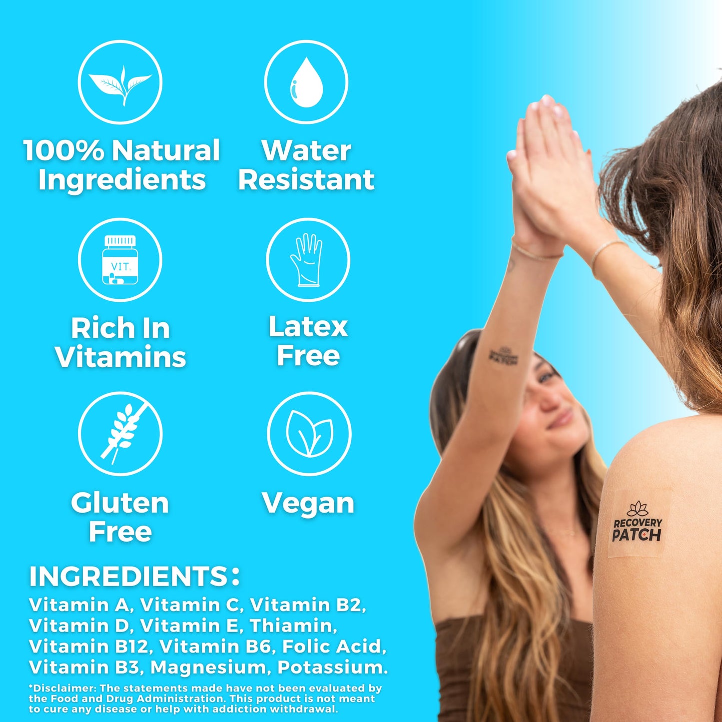 Party Treats Recovery Patches 10 Pack - Wake Up Refreshed & Energized with Our 100% Natural Ingredients Patch - Individually Wrapped, Skin-Friendly & Waterproof - Enhanced Morning Formula