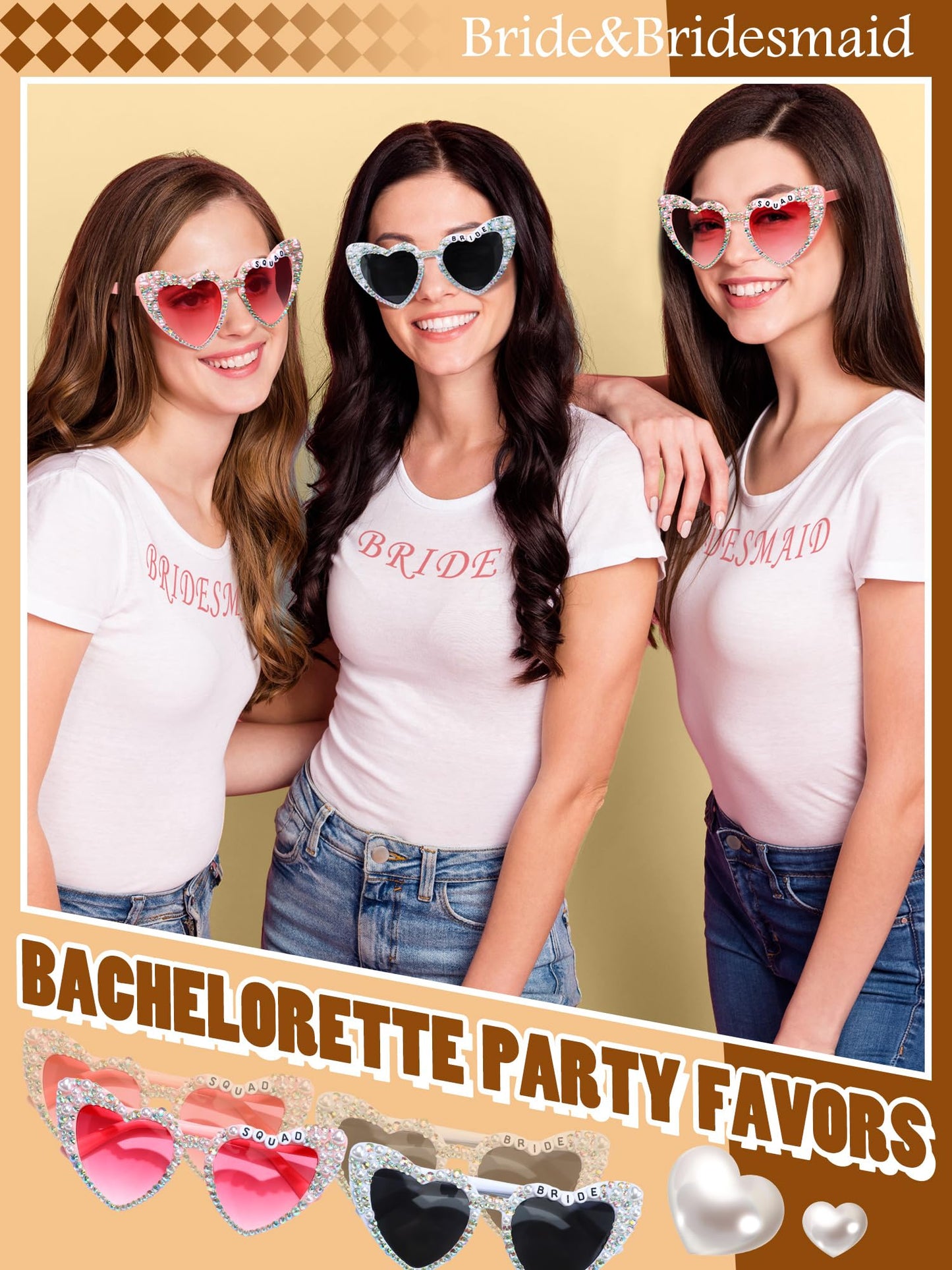 Mootycapa 12 Pcs Bachelorette Party Sunglasses for Bridesmaids Bride Sunglasses for Wedding Party Favors(Bride Squad)