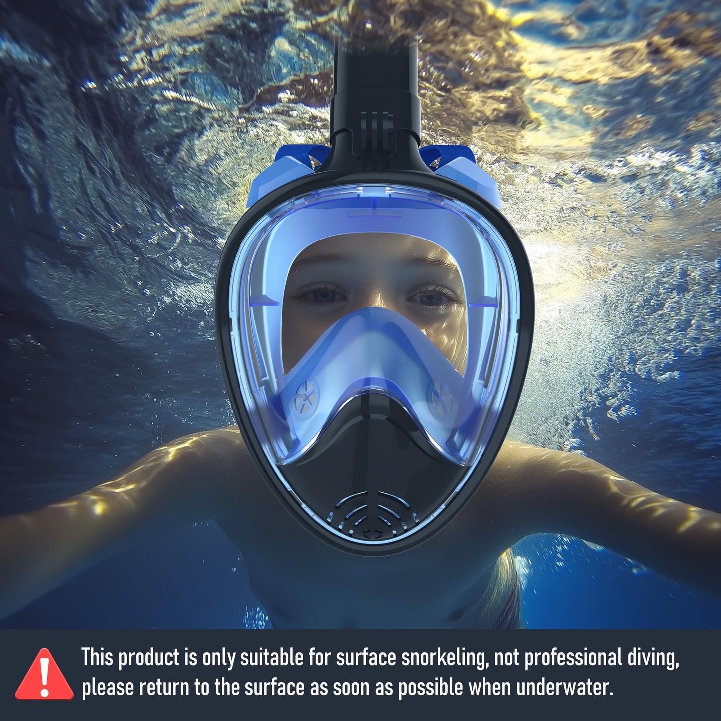 MELUMILU Full Face Snorkel Mask, Snorkeling Gear with Detachable Camera Mount,Panoramic 180° View, Anti-Fog Anti-Leak Snorkling Set for Man and Women
