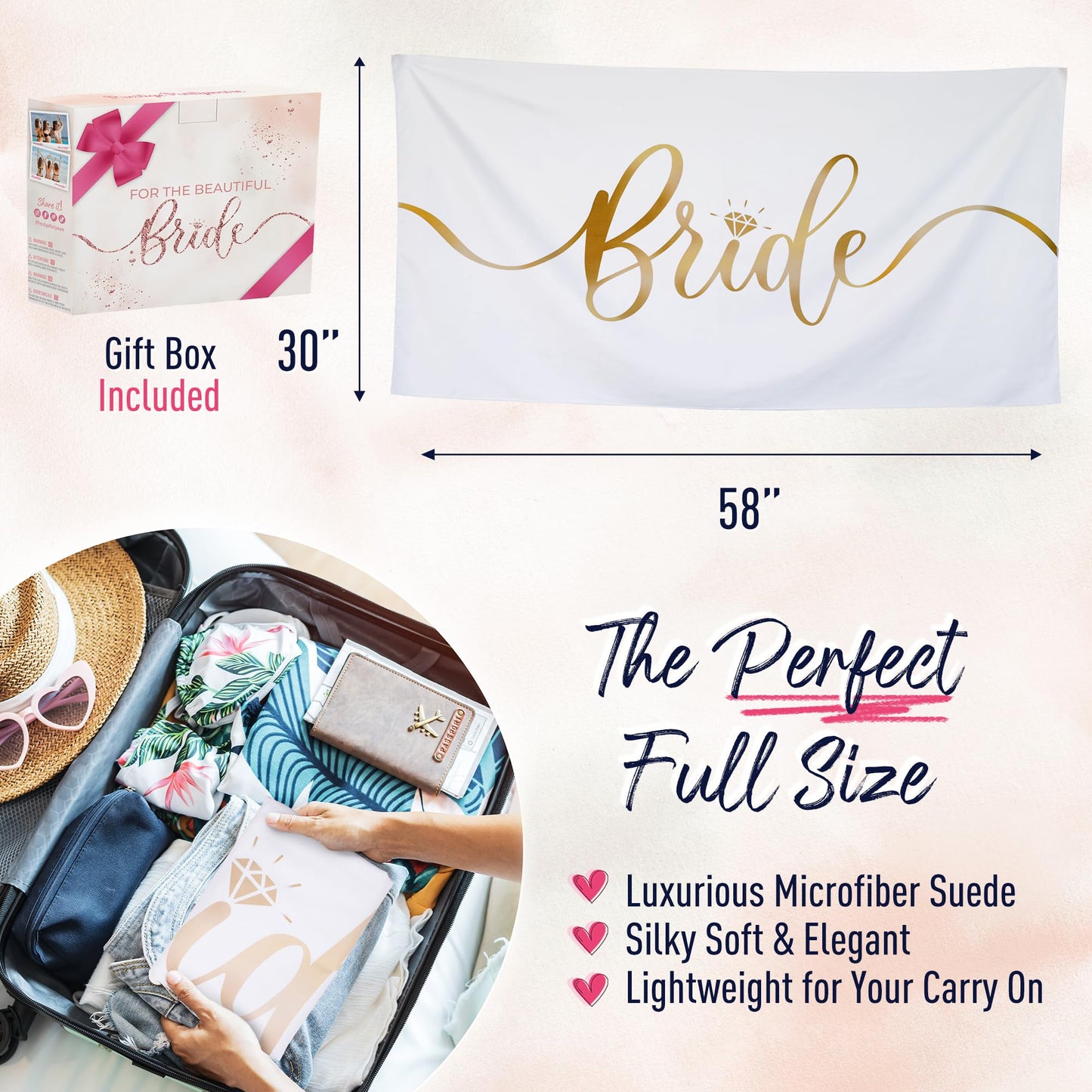 Prestige Bride Towel & Ring Pool Float | Bachelorette Gifts for Bride, Beach Bachelorette Party Decorations Floatie, Bridal Shower Accessories Favors
