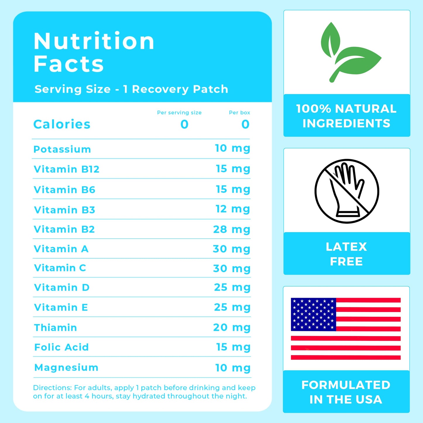 Party Treats Recovery Patches 10 Pack - Wake Up Refreshed & Energized with Our 100% Natural Ingredients Patch - Individually Wrapped, Skin-Friendly & Waterproof - Enhanced Morning Formula