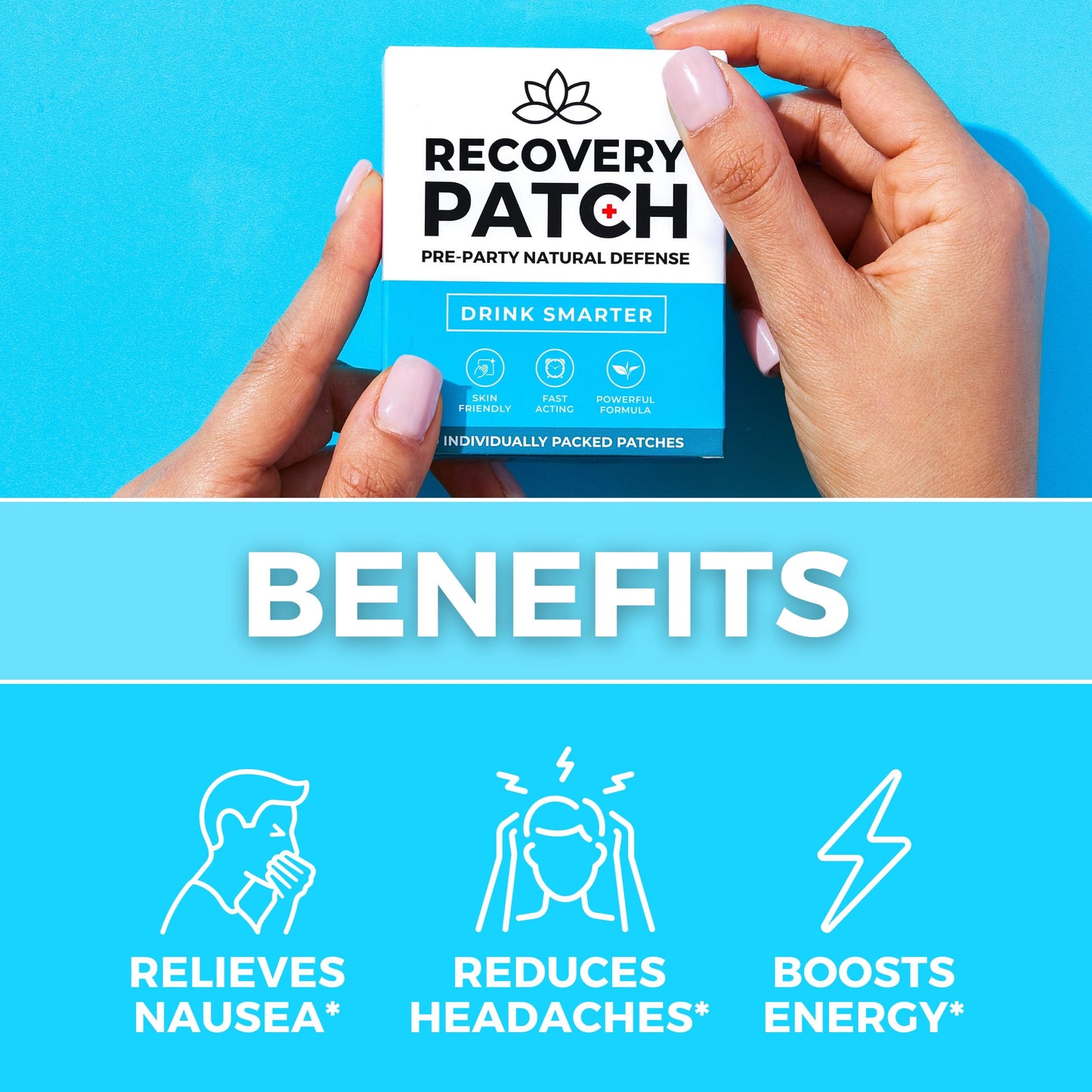 Party Treats Recovery Patches 10 Pack - Wake Up Refreshed & Energized with Our 100% Natural Ingredients Patch - Individually Wrapped, Skin-Friendly & Waterproof - Enhanced Morning Formula