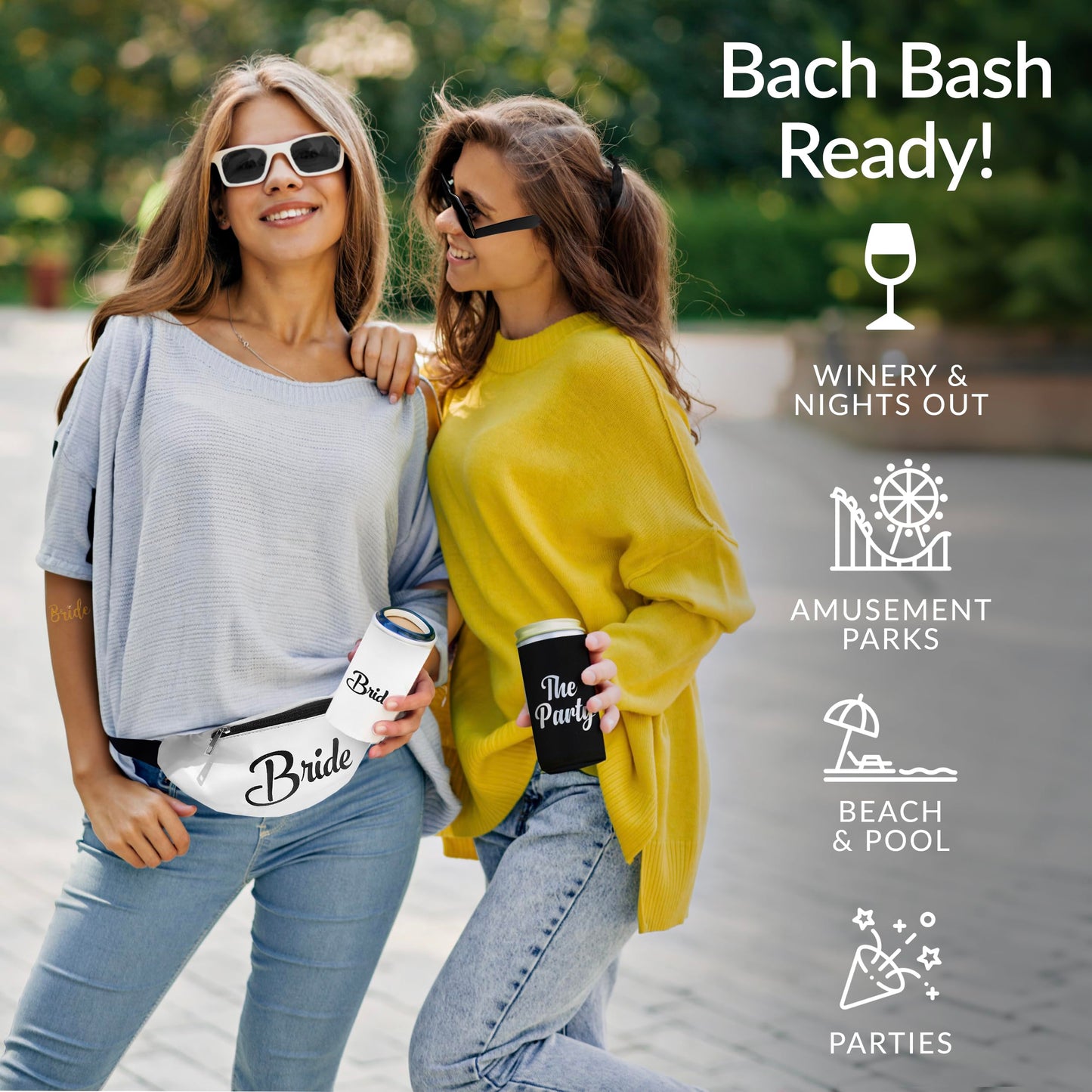 30 pc Black Bachelorette Party Favors, Accessories - Bachelorette Fanny Packs & Bride Fanny Pack - Bachelorette Party Kit with Sunglasses, Koozies, & Bridal Accessories (Black)
