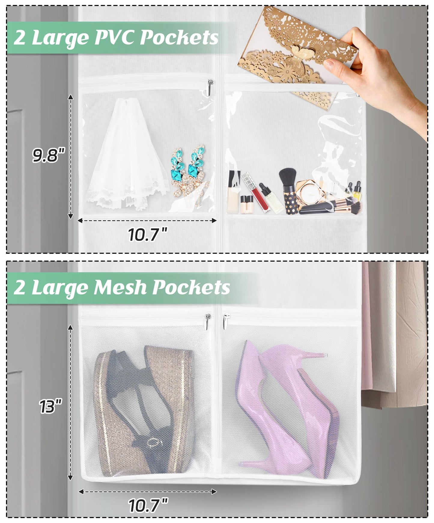 MISSLO Portable 70" Wedding Dress Garment Bag with Bride Tote Bag 8'' Gusseted Dress Bags for Gowns Long 4 Pockets Dress Cover for Women, White