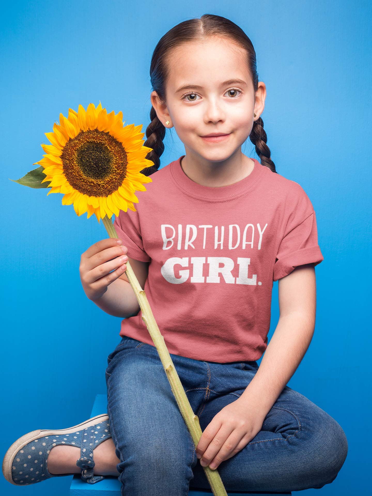 Birthday Girl Shirt Girls Birthday tee Outfit Toddler Baby 1st 2nd 3rd 4th 5th 6th 7th (White on Mauve, 12 Months)