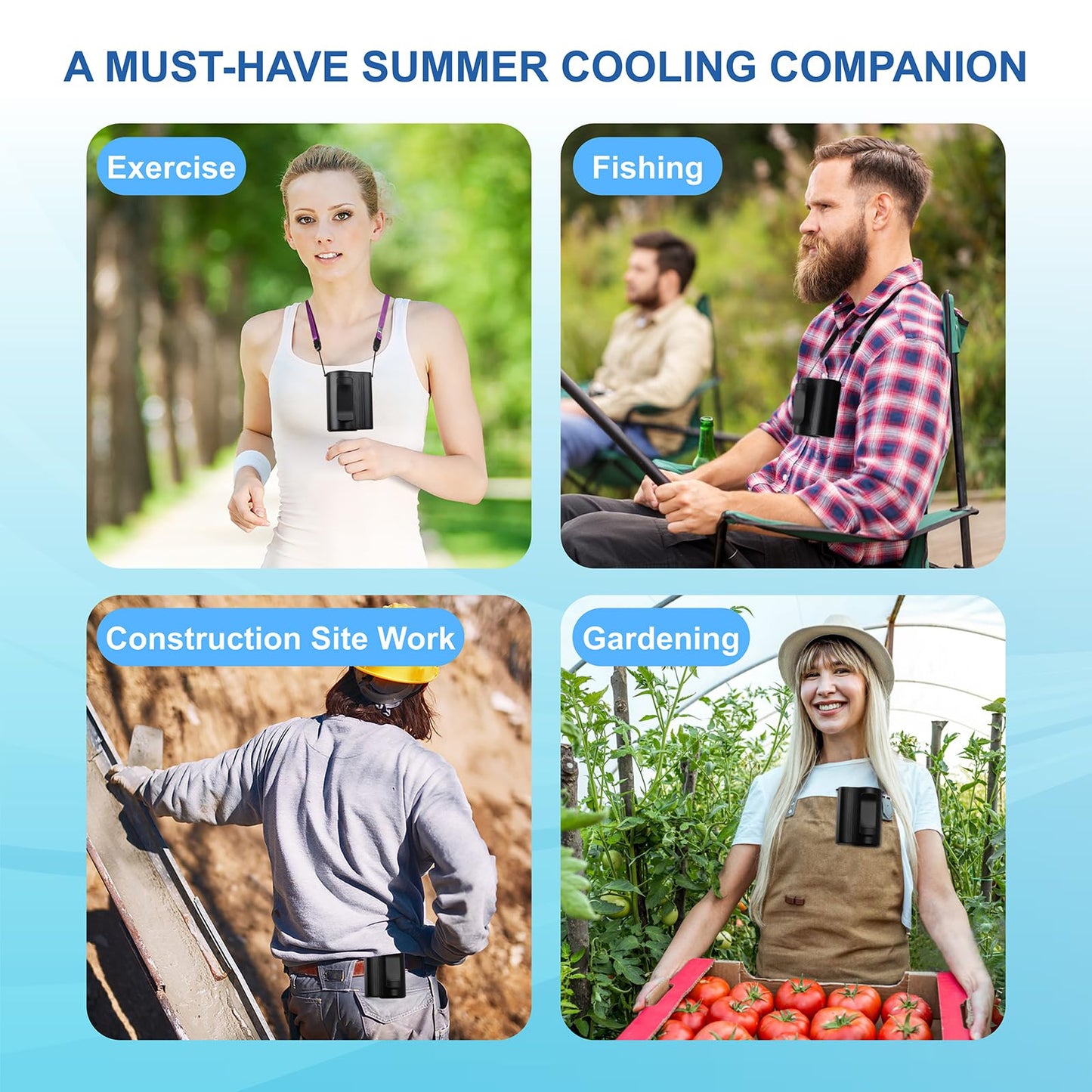 AI Portable Waist Fan Rechargeable with LED Display, 13300RPM Strong Airflow, 100-Speed Adjustable, Rechargeable Belt Fan, Hands-Free Mini for Summer, Outdoor, Hiking, Travel, Father's Day Gifts