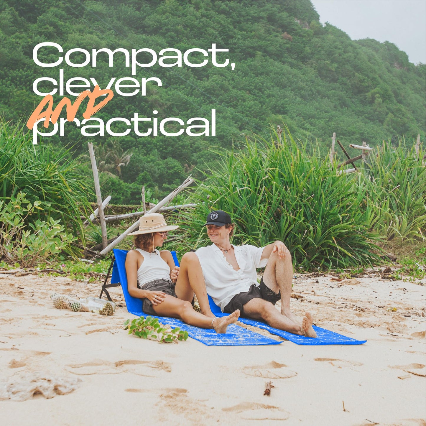 UNIPRIDE Lightweight Beach Chair for Adults (Set of 2) - Portable Beach Lounger I Ideal Tanning Mat for Sunbathing I Easy to Fold and Carry - Blue