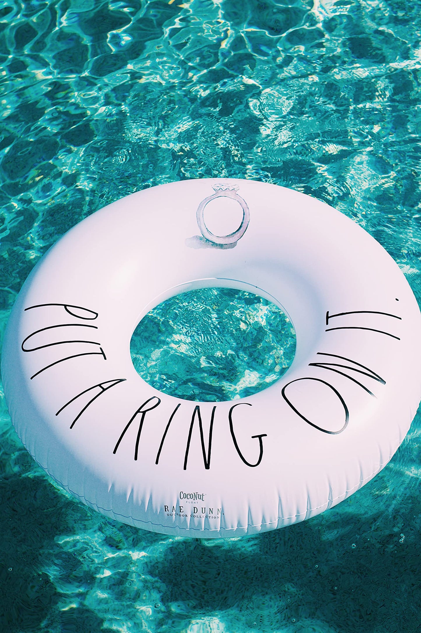Coconut Float Rae Dunn x CocoNut Float 'Put a Ring On It' Ring Float - Adult Size Large 48 Inch Inflatable Raft & Durable Water Inner Tube - Stable Ride-On for Summer Parties & Swim Events