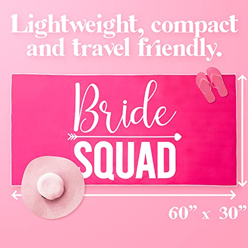 Ethisa Bride Squad Towel for Beach Bachelorette Party - Large Pink Design Towel for Bridesmaids to Match Bride to Be - Team Bride Tribe Bachelorette Party Towels - 60"x30"