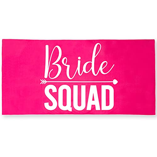 Ethisa Bride Squad Towel for Beach Bachelorette Party - Large Pink Design Towel for Bridesmaids to Match Bride to Be - Team Bride Tribe Bachelorette Party Towels - 60"x30"