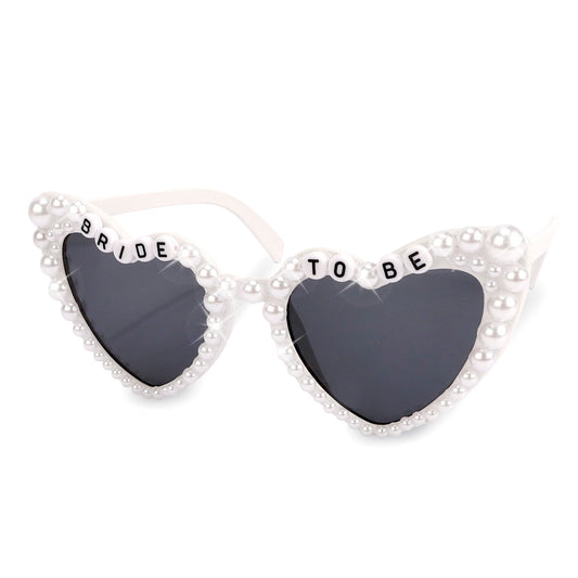 KICOSY Bride Sunglasses for Bachelorette Pearl White Heart Sunglasses Bride to Be Sunglasses Womens Bachelorette Sunglasses for Bride Bridal Shower Favors Bachelorette Party Decorations